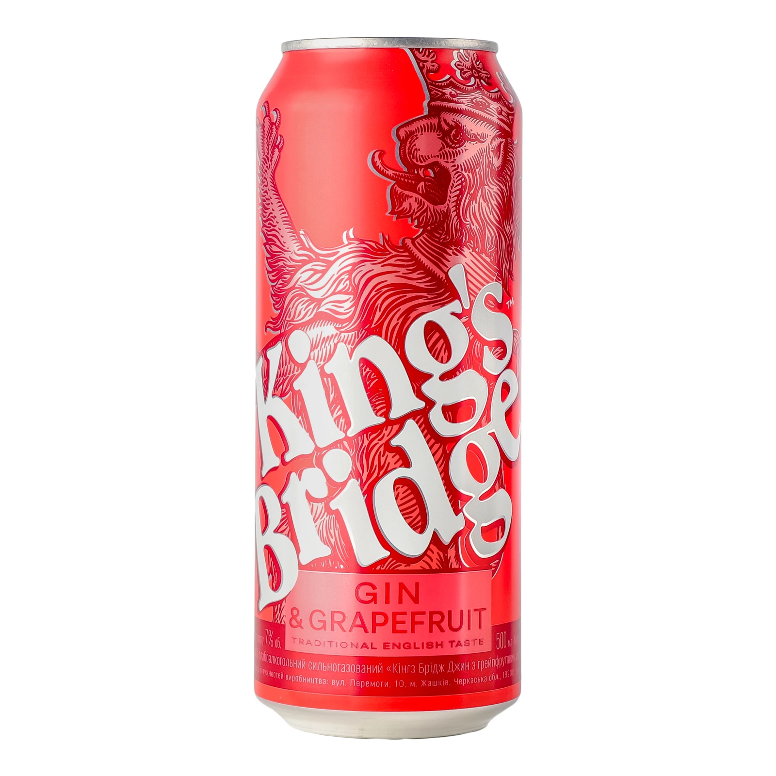 Напій слабоалкогольний King's Bridge сильногазований Gin&Grapefruit 7% 0.5л Фото №:1