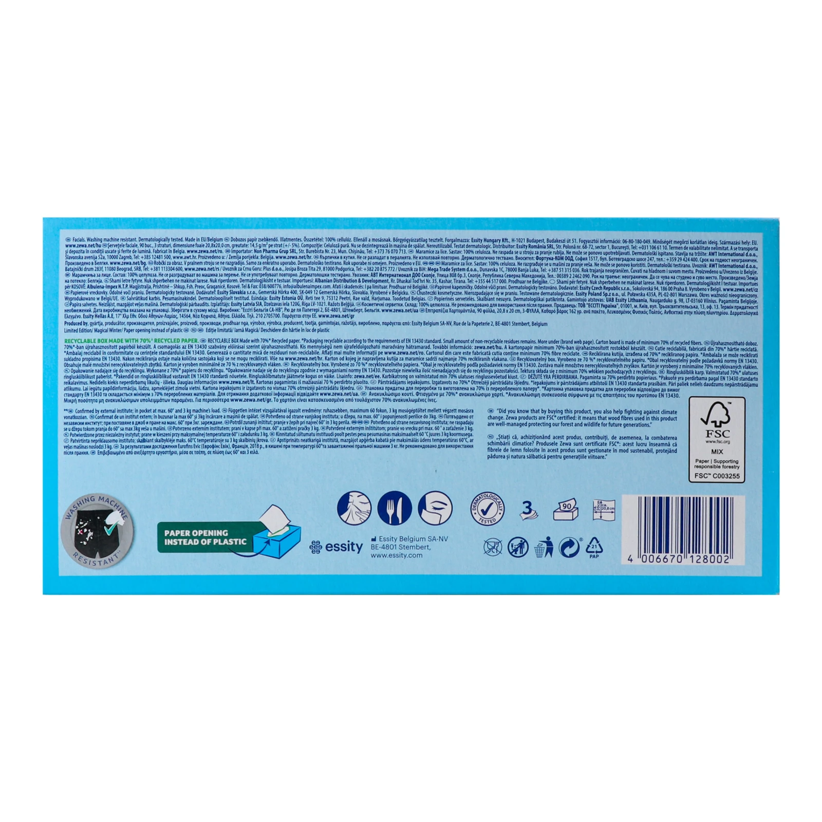 Серветки паперові Zewa Deluxe 3-х шарові неароматизовані 90шт/уп Фото №:3