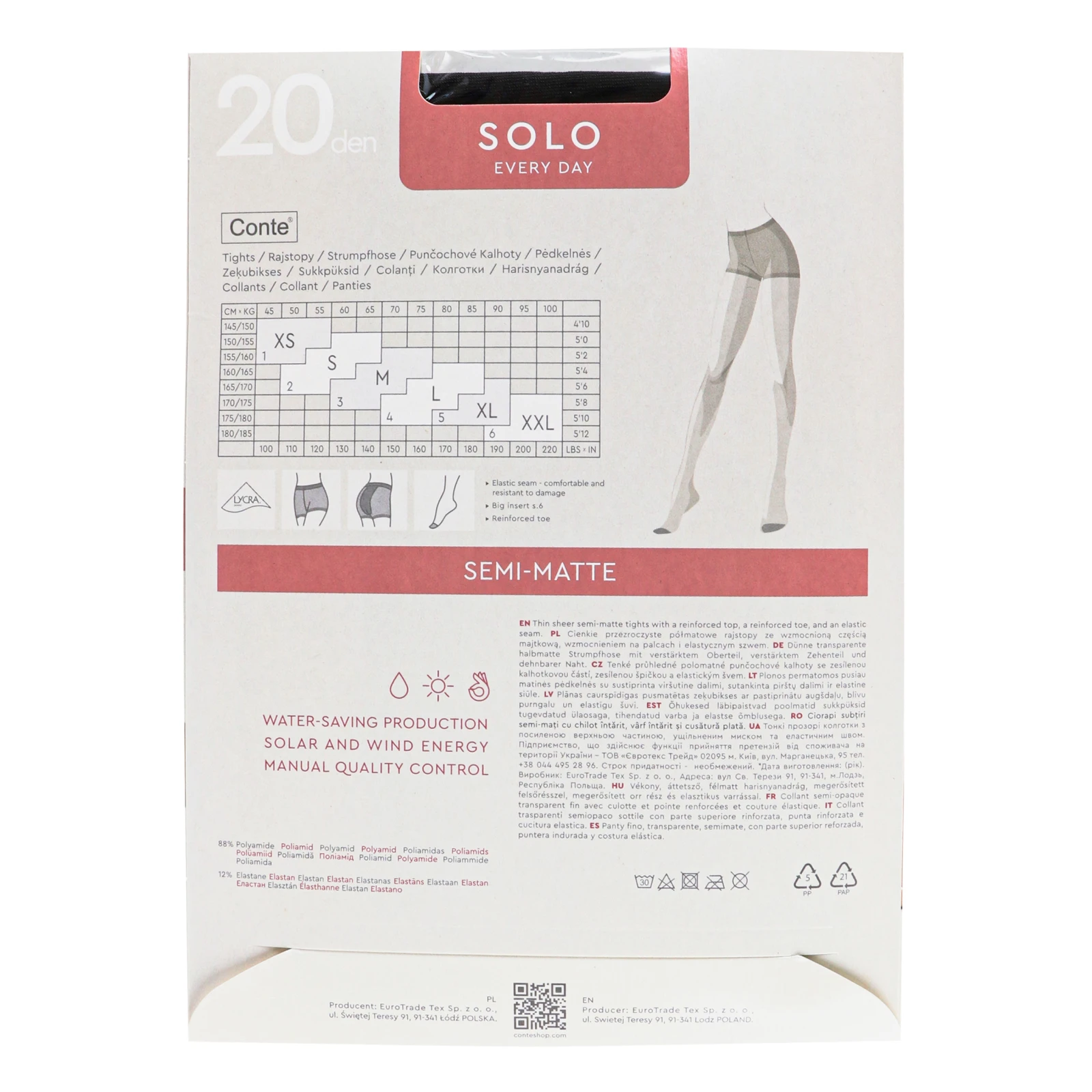 Колготки Conte elegant Solo жіночі 20den nero 4-L Фото №:2