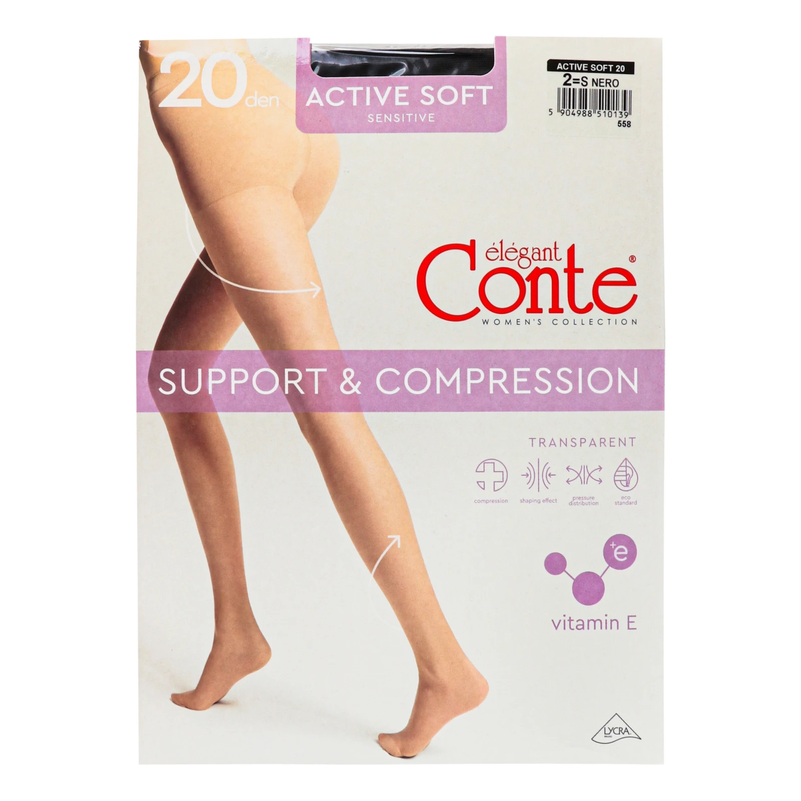 Колготки Conte elegant Active soft жіночі 20den nero 2-S Фото №:1