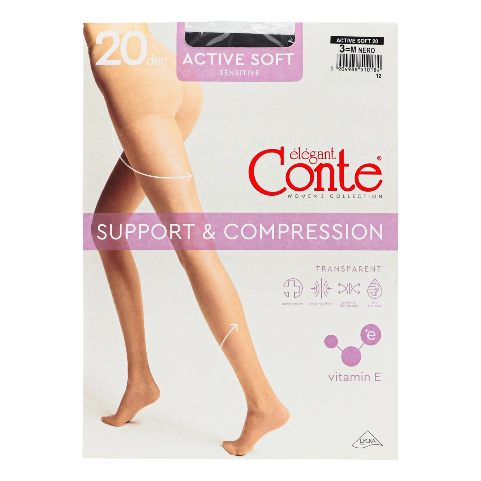 Колготки Conte elegant Active soft жіночі 20den nero 3-M Фото №:1