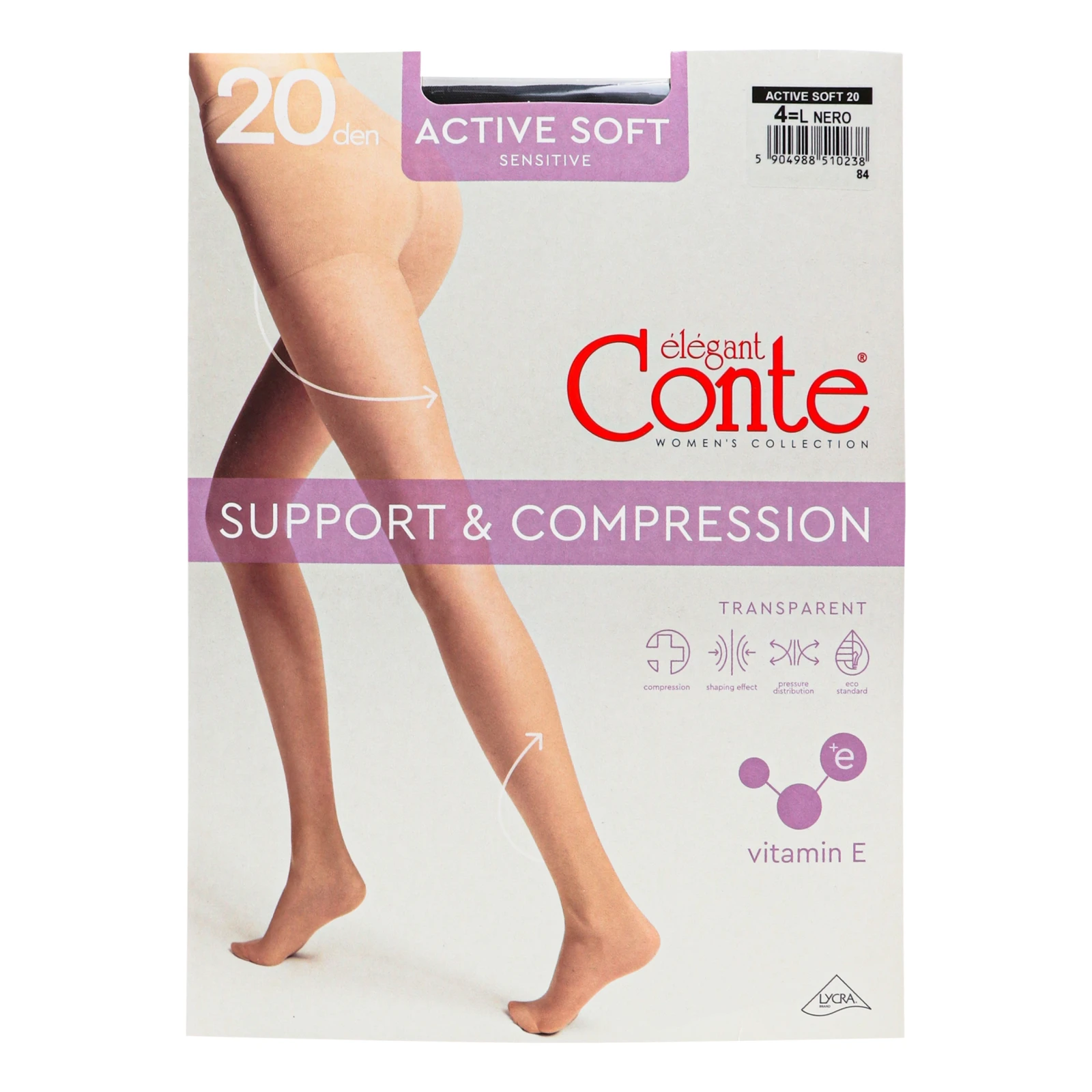 Колготки Conte elegant Active soft жіночі 20 den nero 4-L