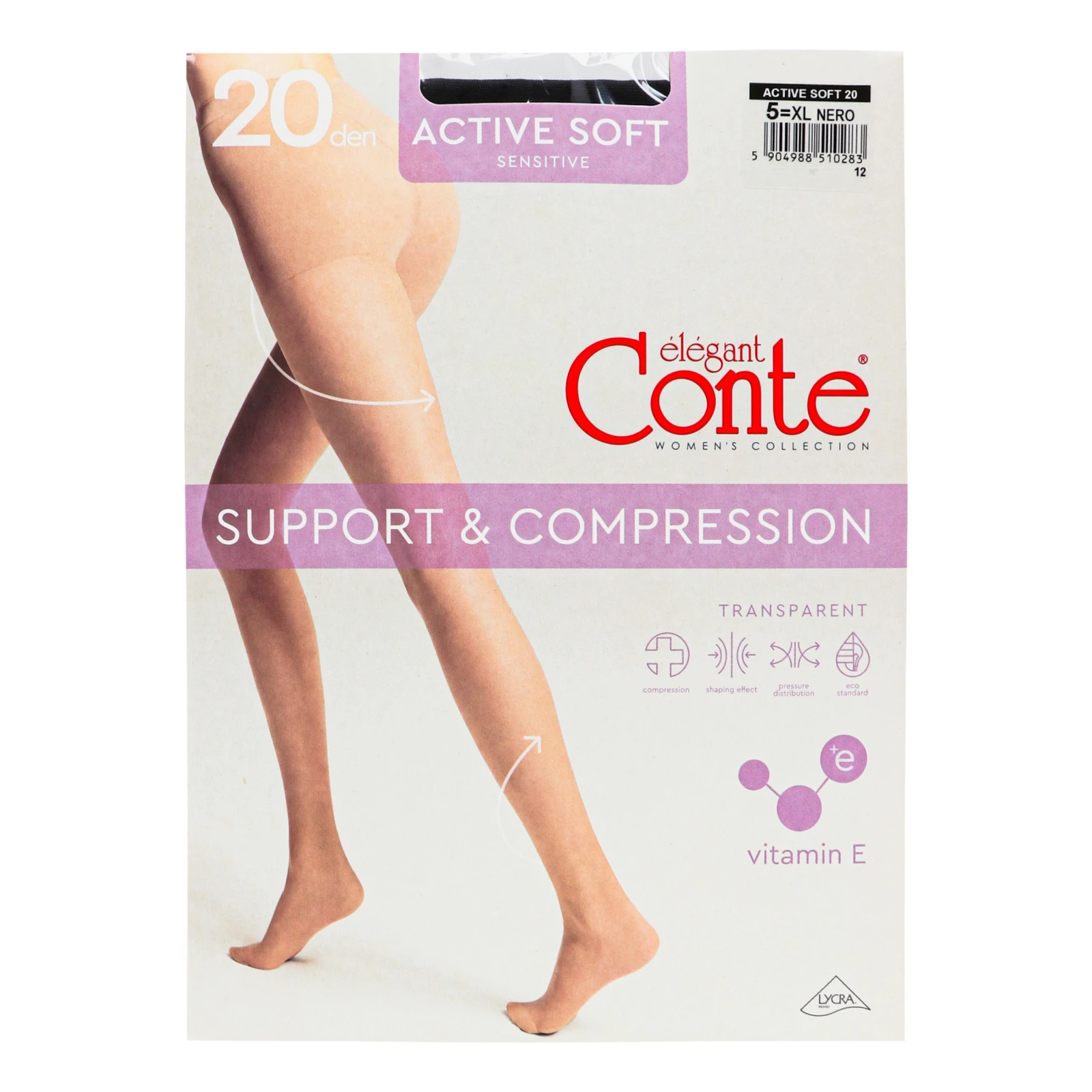 Колготки Conte elegant Active soft жіночі 20 den nero 5-XL