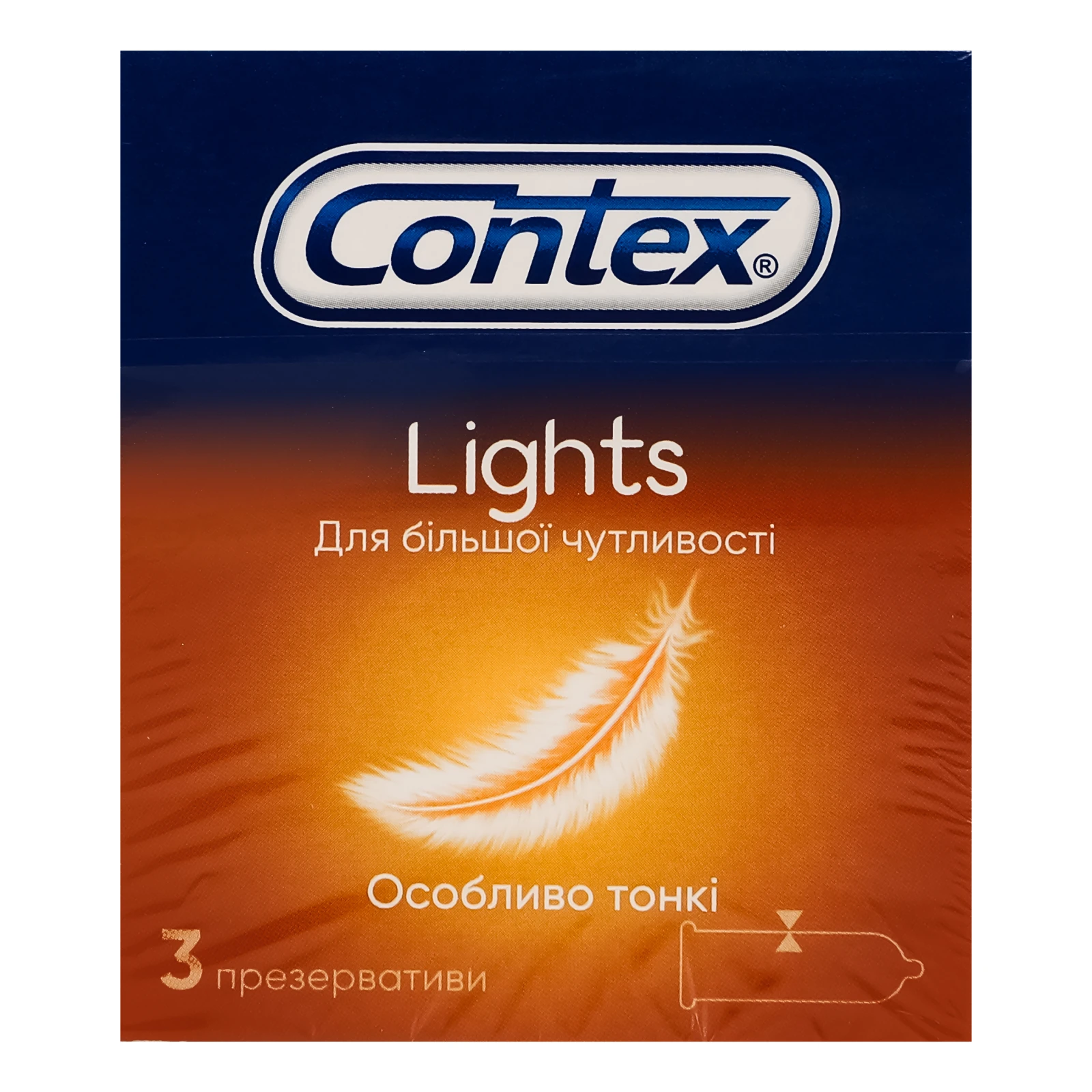 Презервативи Contex Lights латексні особливо тонкі з силіконовою змазкою 3шт Фото №:1