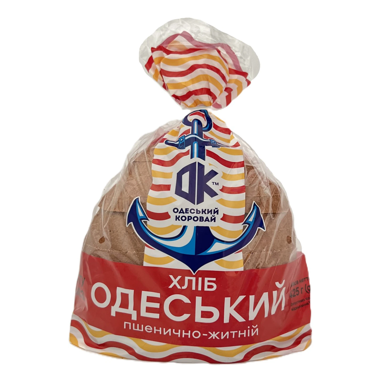 Хліб Одеський хлібозавод №4 Одеський пшенично-житній половинка в нарізці 425г Фото №:1