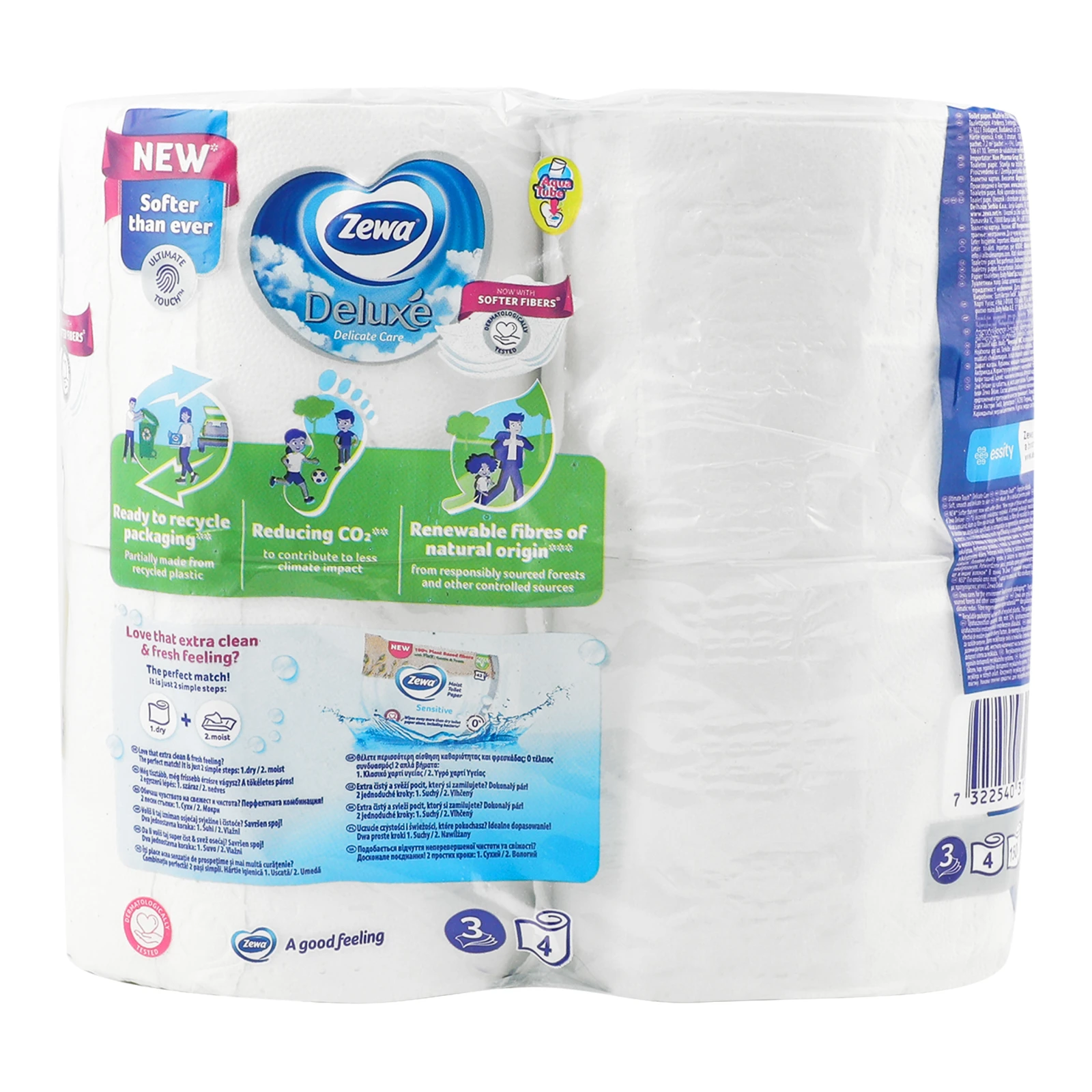 Туалетний папір Zewa 4шт Deluxe White Pure Фото №:2