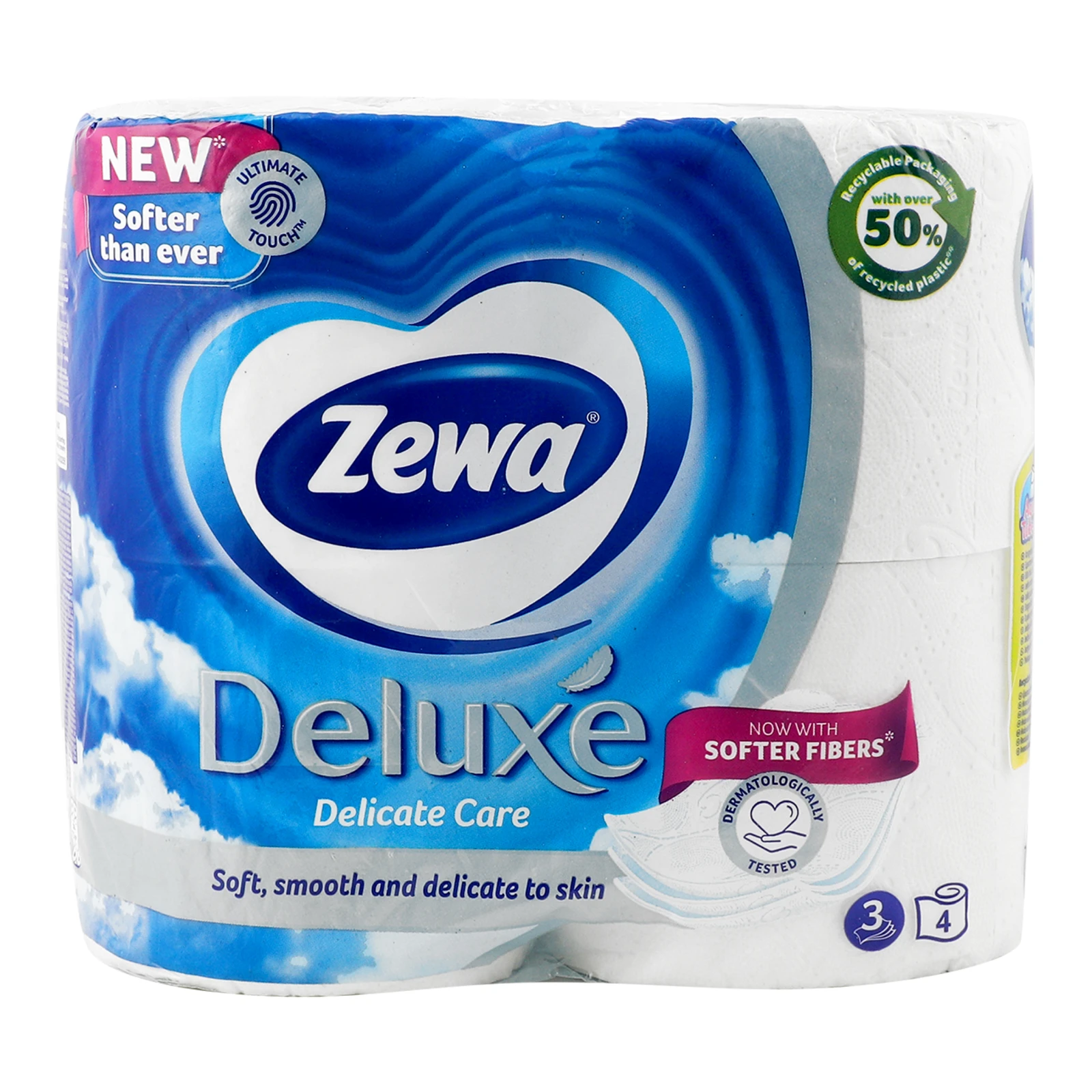 Туалетний папір Zewa 4шт Deluxe White Pure Фото №:1