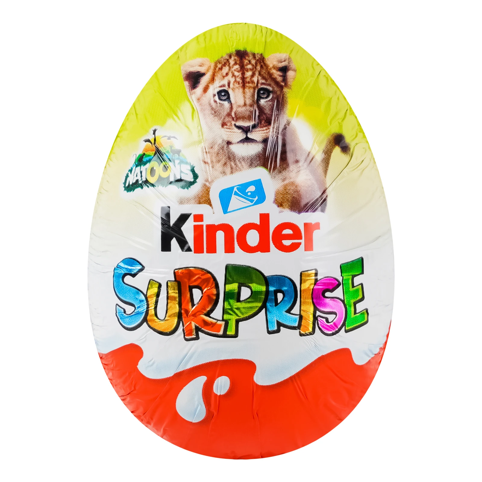 Яйце шоколадне Kinder Surprise Natoons з молочного шоколаду з молочним внутрішнім шаром та іграшкою 20г Фото №:1