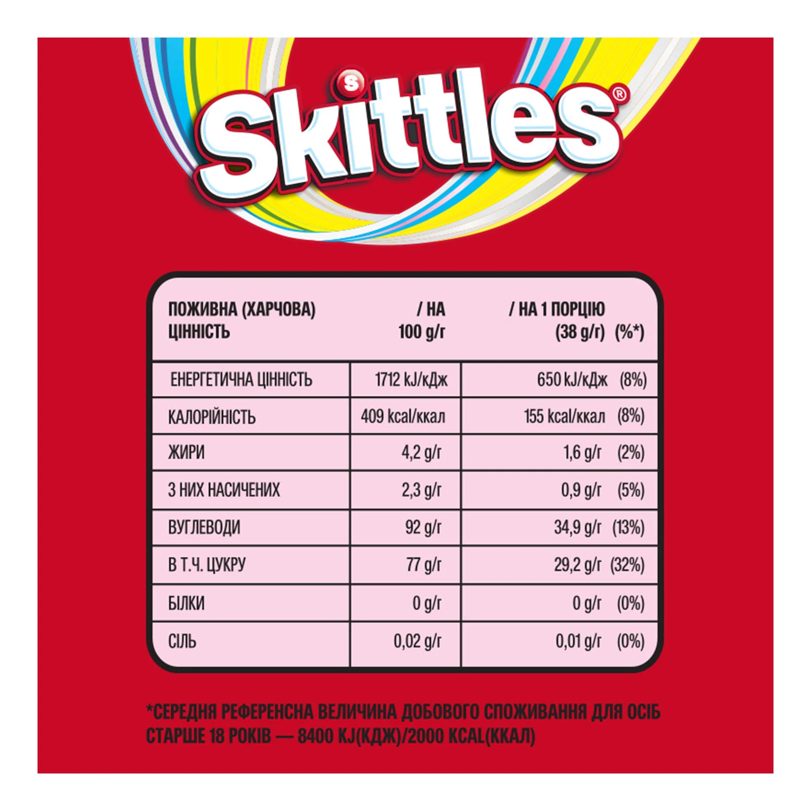 Драже Skittles Фрукти в цукровій глазурі 38г Фото №:3