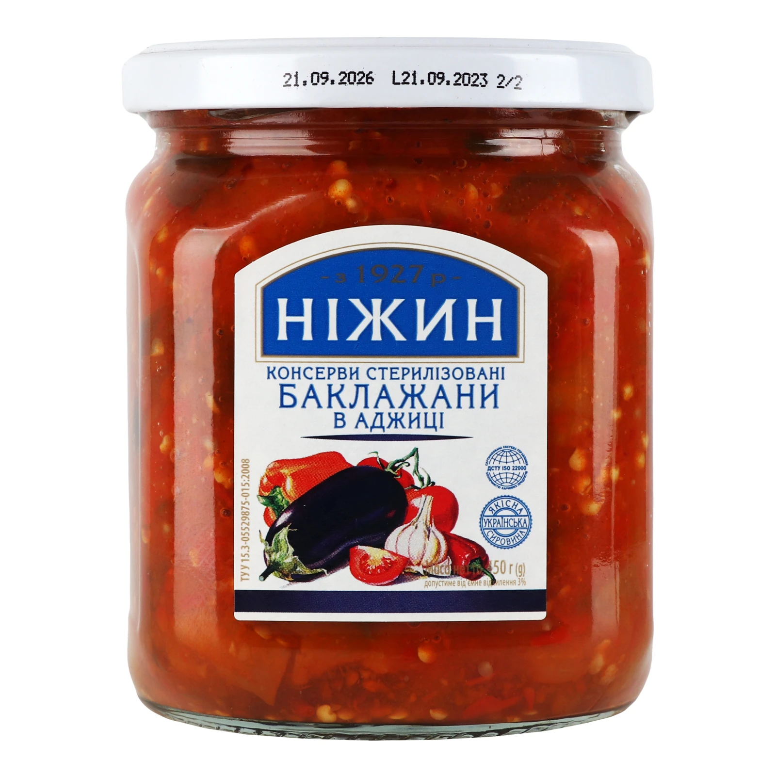 Баклажани Ніжин в аджиці 450г Фото №:1