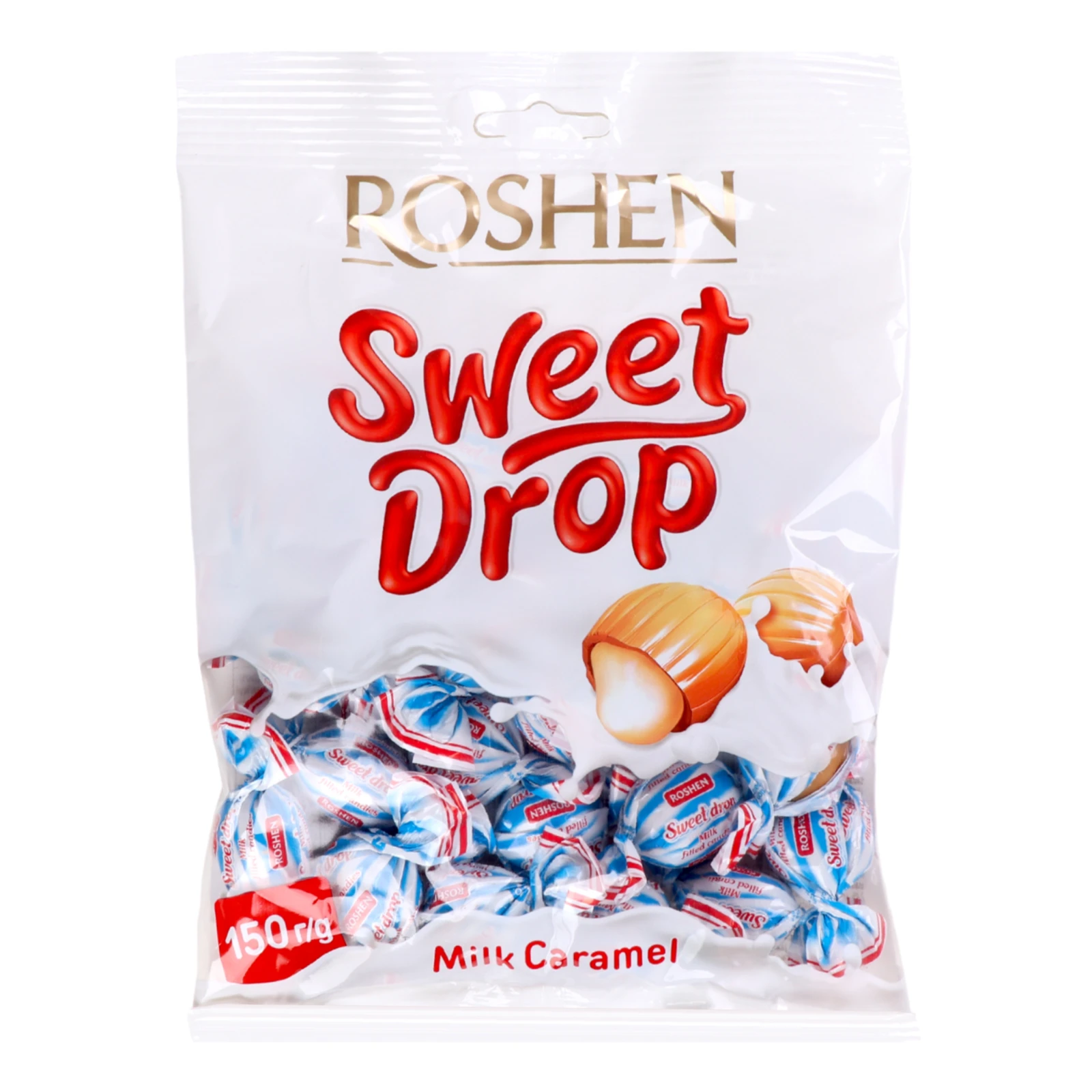 Цукерки Roshen 150г карамель молочна крапля