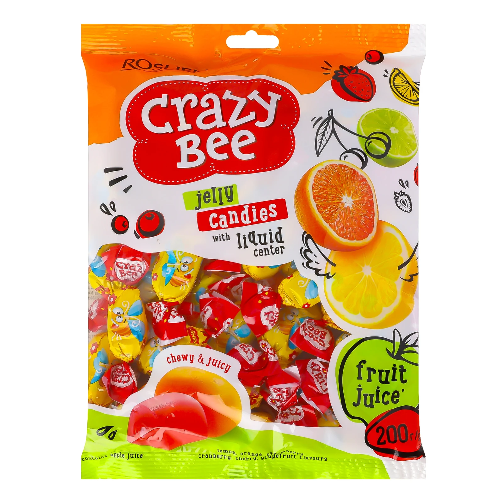 Цукерки желейні Roshen Crazy Bee 200г Фото №:1