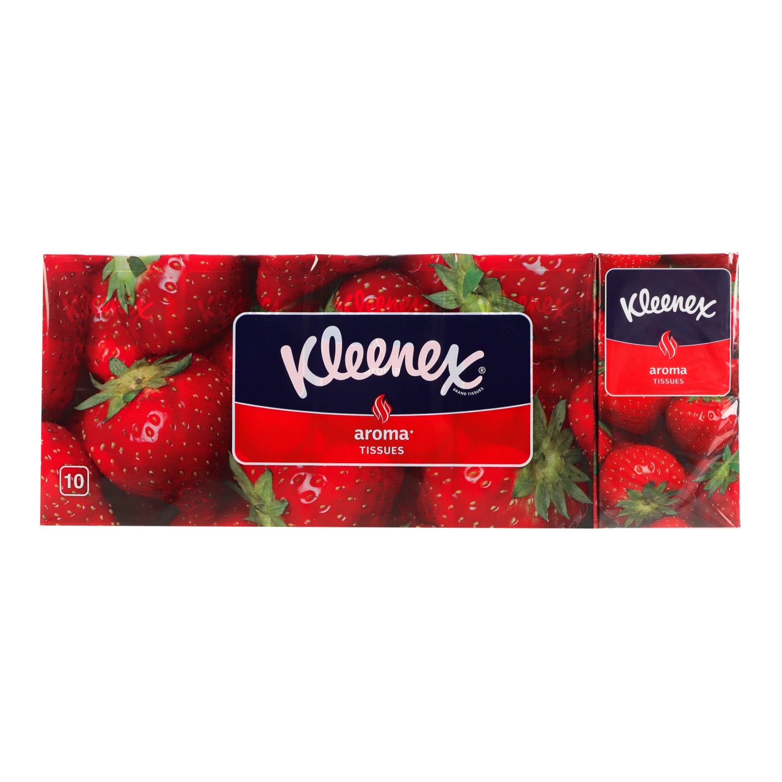 Хустки носові Kleenex Aroma ароматизовані Strawberry 10*10шт Фото навігації №:1