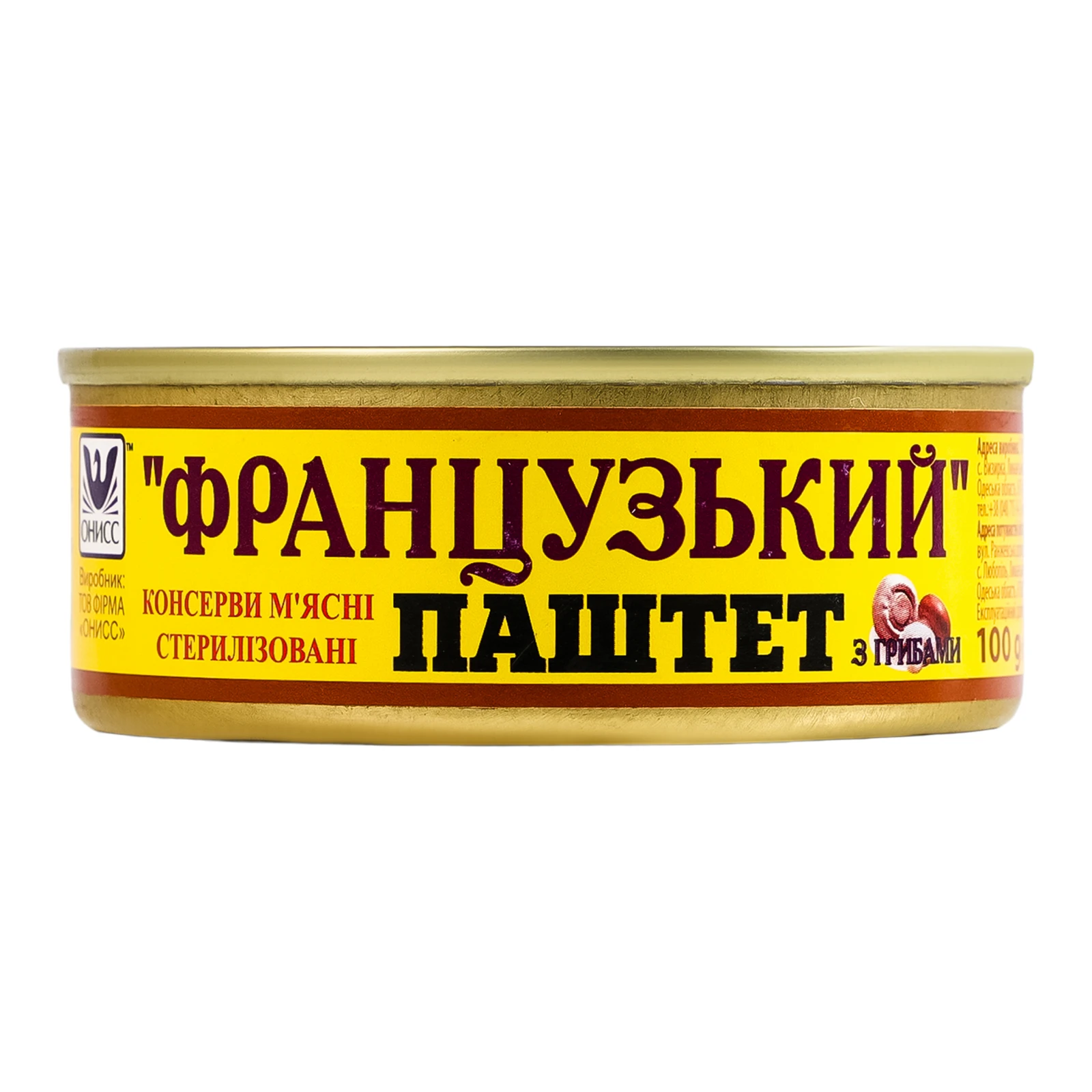 Паштет Онисс Французький з грибами стерилізований 100г Фото №:1