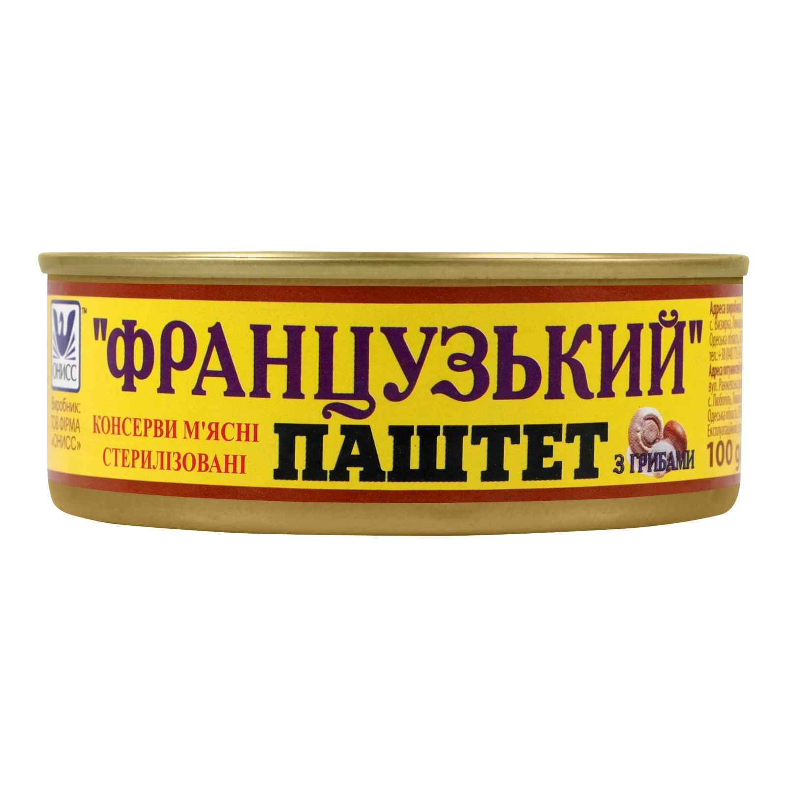 Паштет Онисс Французький з грибами 100г Фото №:1