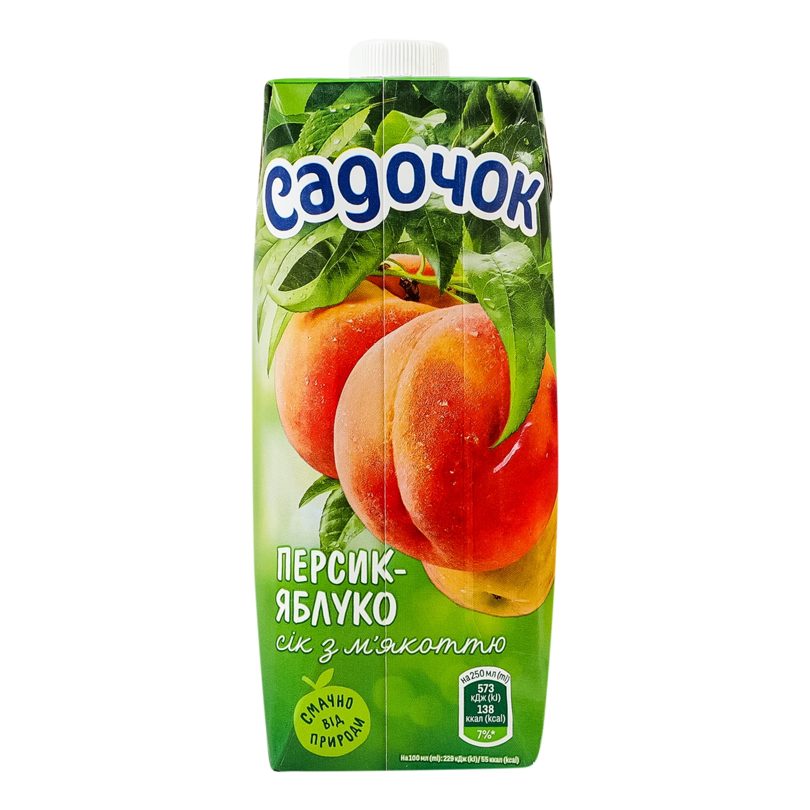Сік Садочок з м'якоттю пастеризований Персик-Яблуко 500мл Фото №:2
