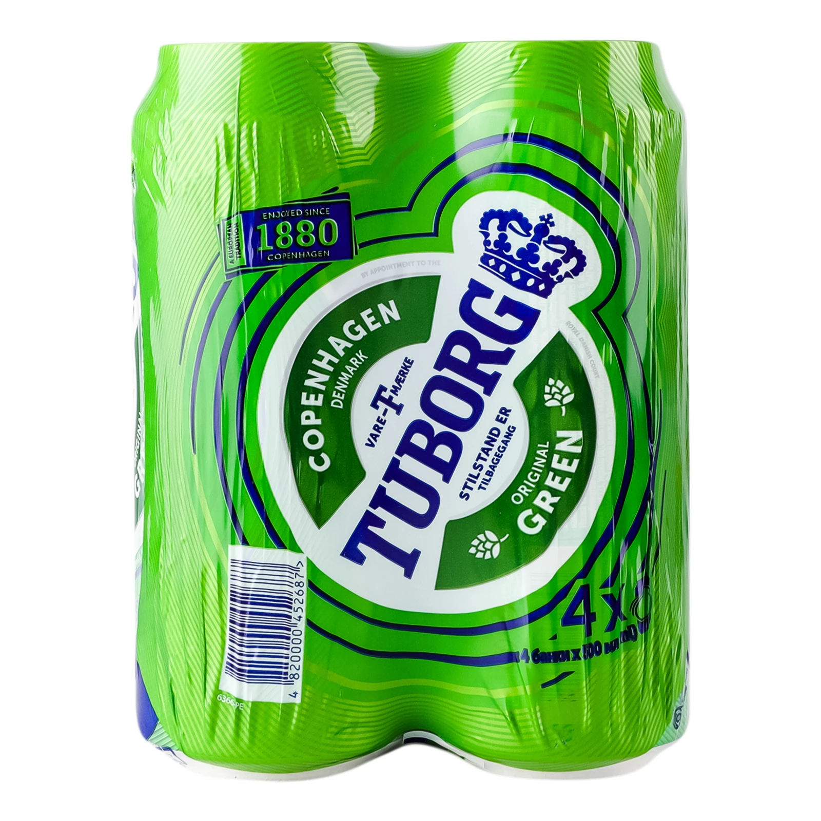 Пиво Tuborg Green світле пастеризоване 4.6% 4х0.5л Фото №:1