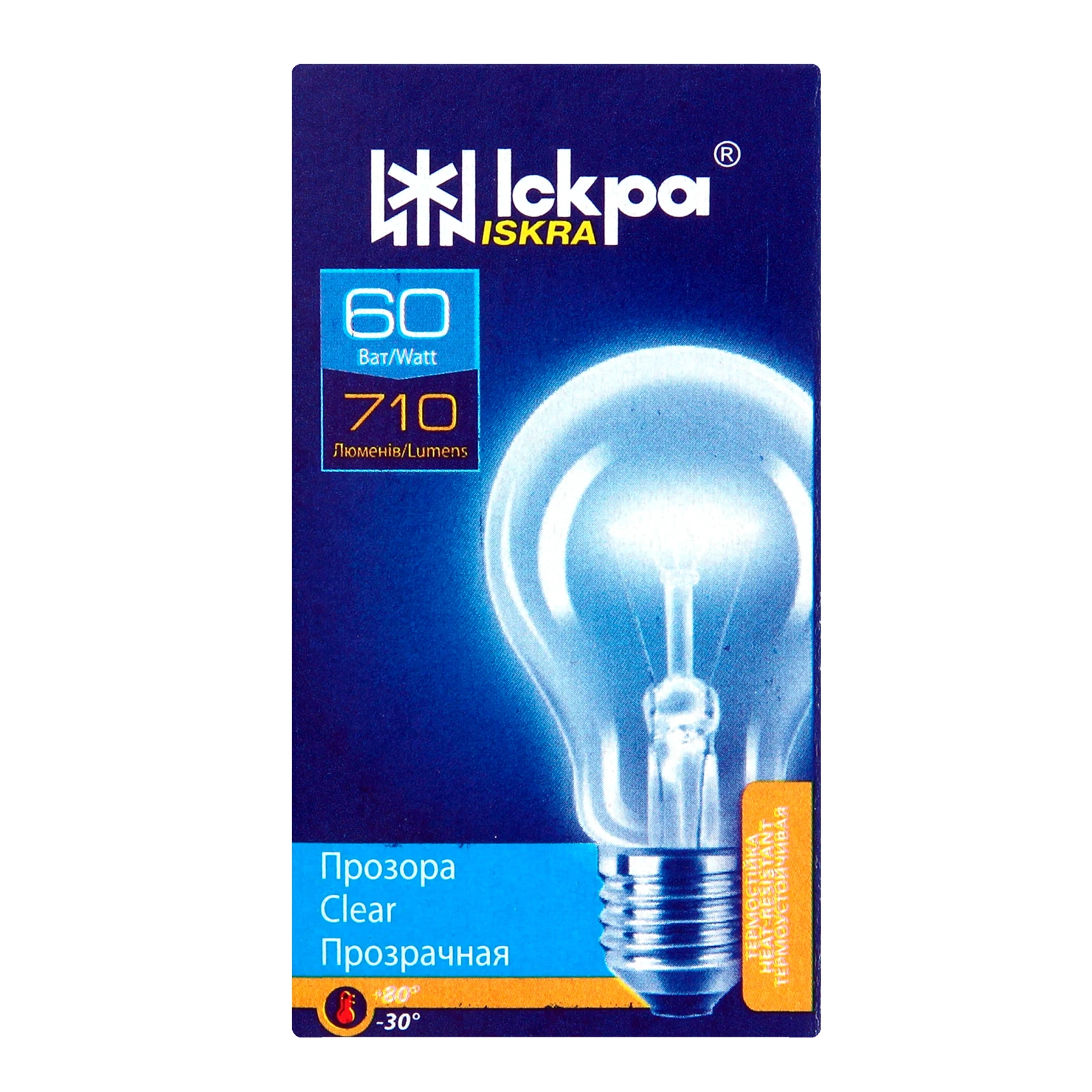 Лампа Іскра А55 60Вт Е27 прозора Фото №:1