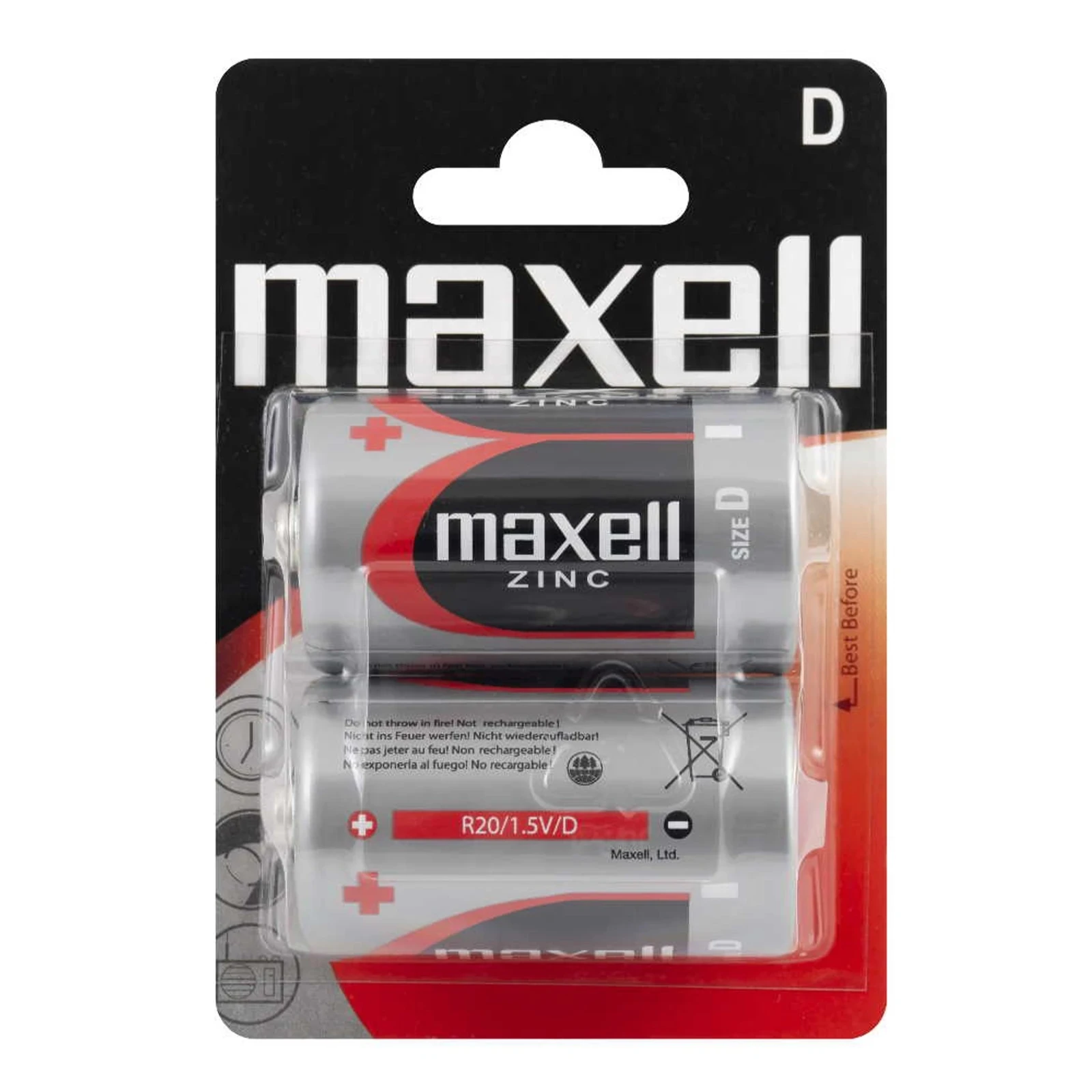 Батарейка Maxell Zink сольова R20 2шт Фото навігації №:1