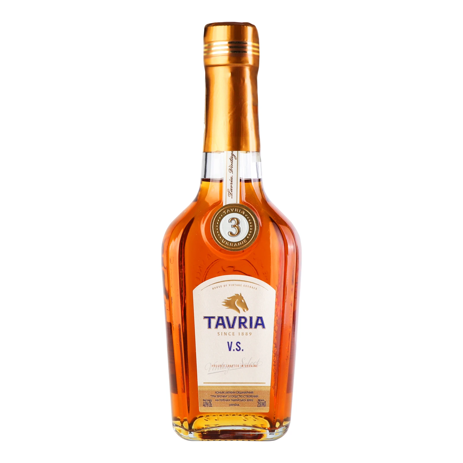 Коньяк Tavria VS 3 зірки ординарний 40% 0.25л Фото №:1
