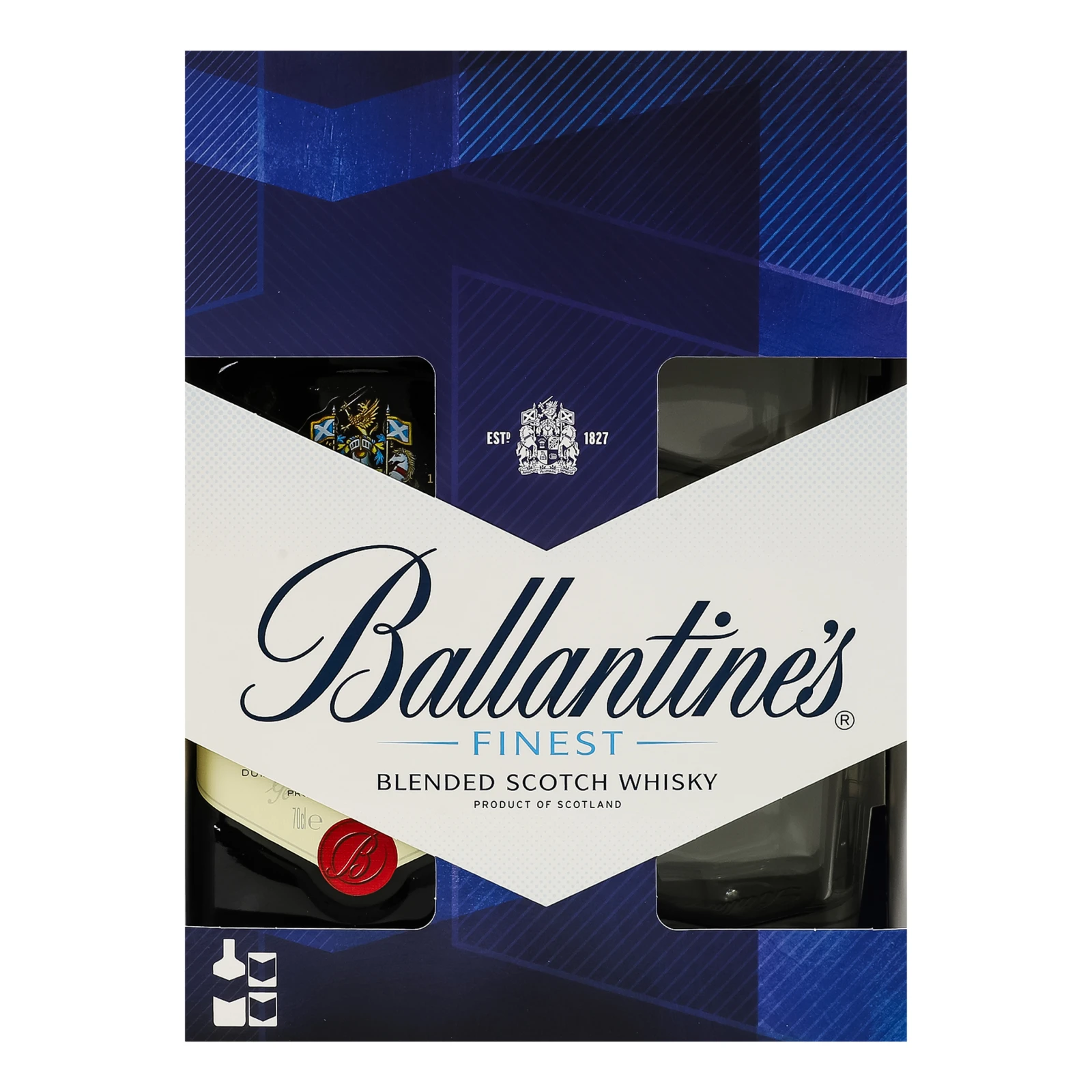 Віскі Ballantine's Finest шотландське 40% 0.7л + 2 склянки