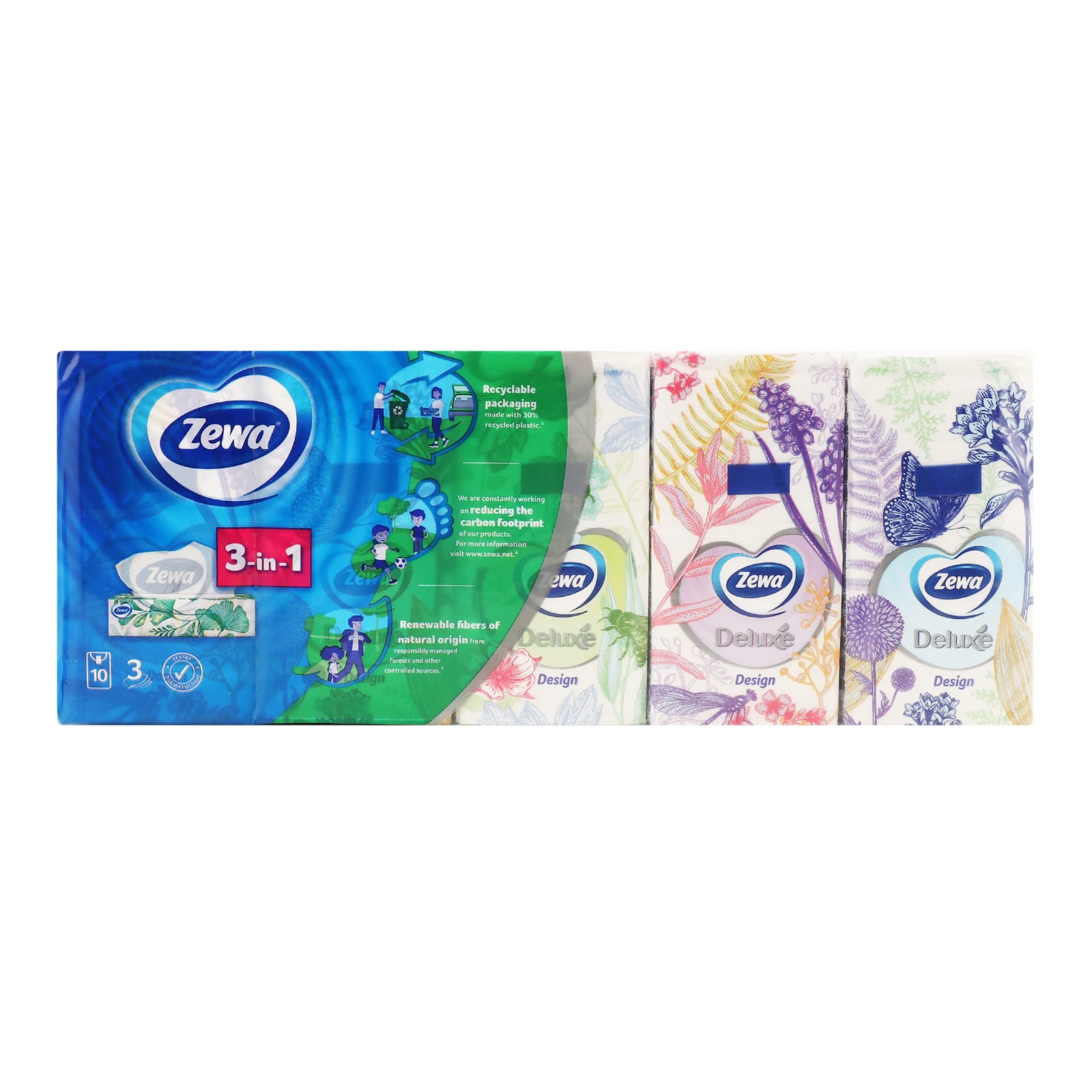 Хусточки Zewa Deluxe носові 3-х шарові 21х21см 10шт/уп Фото №:2