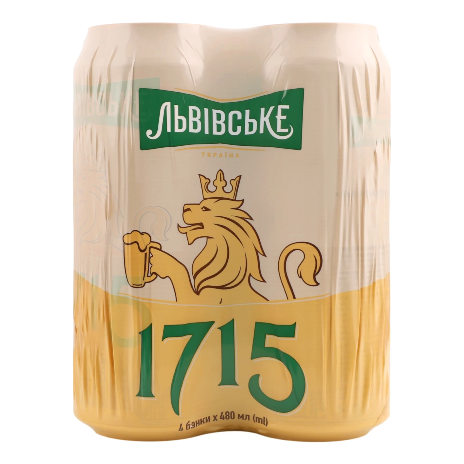 Пиво Львівське 1715 світле пастеризоване 4.5% 4х0.48л