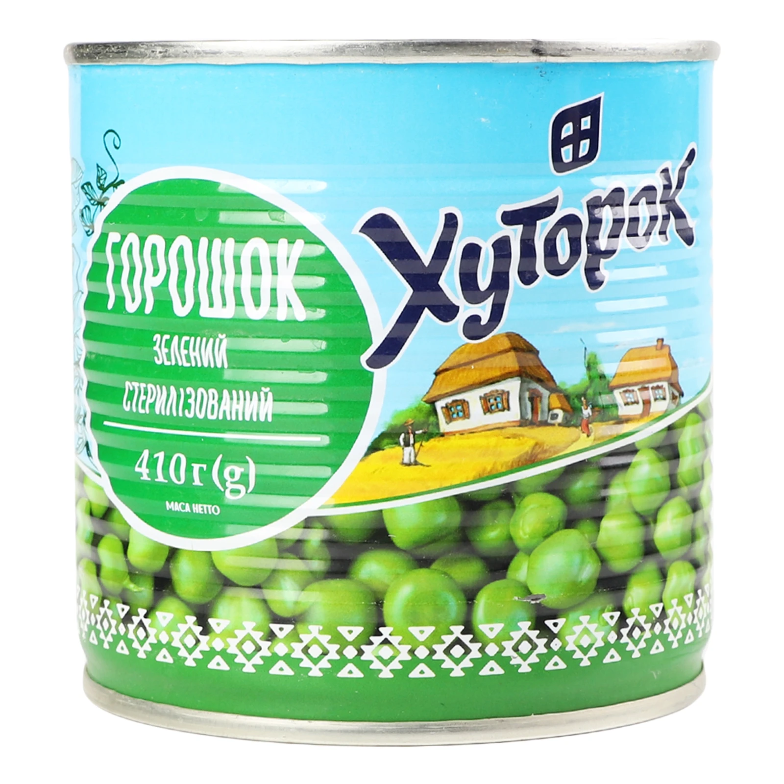 Конс Хуторок 425г горошок зелений з/б Фото навігації №:1