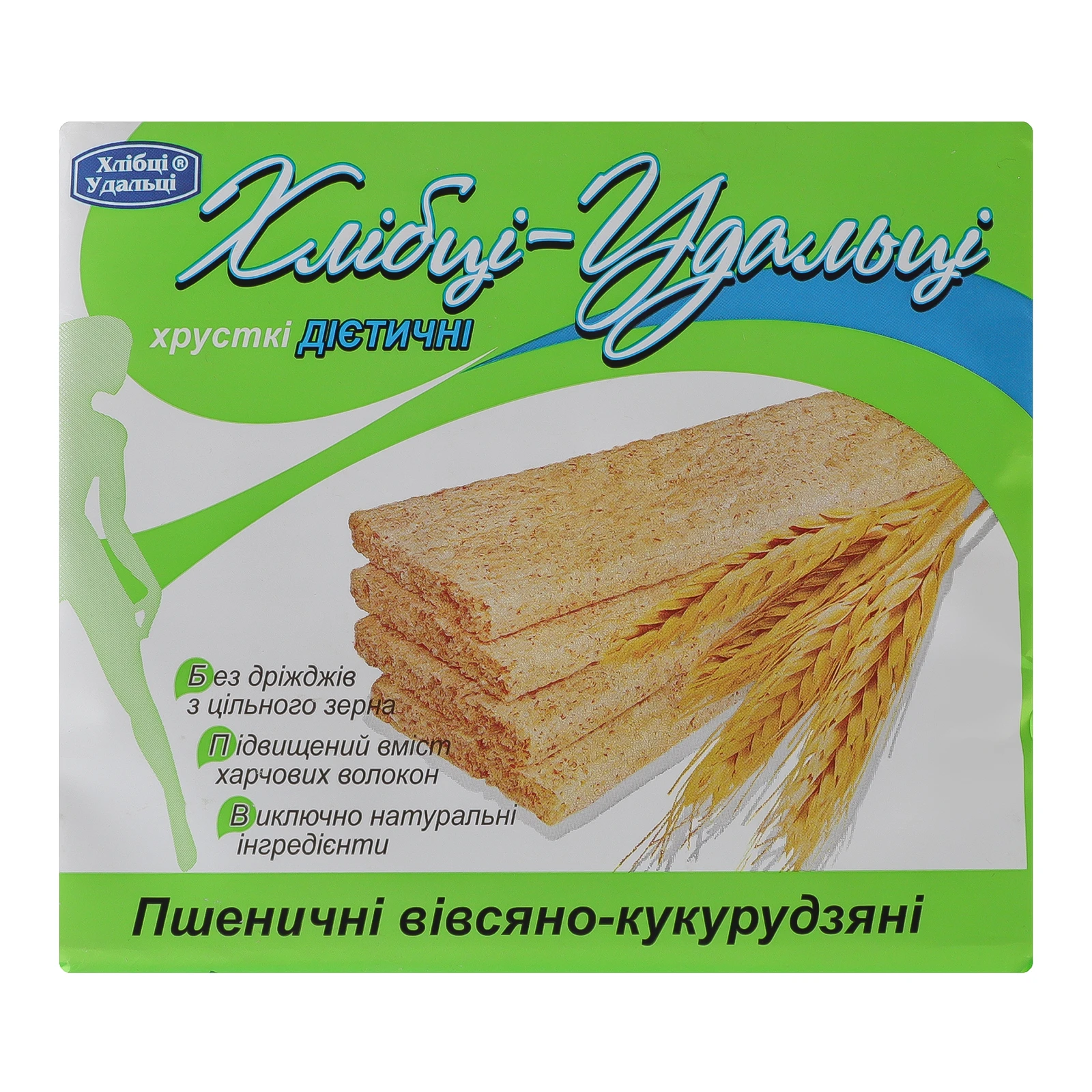 Хлібці Хлібці-Удальці хрусткі дієтичні Пшеничні вівсяно-кукурудзяні 100г Фото №:1