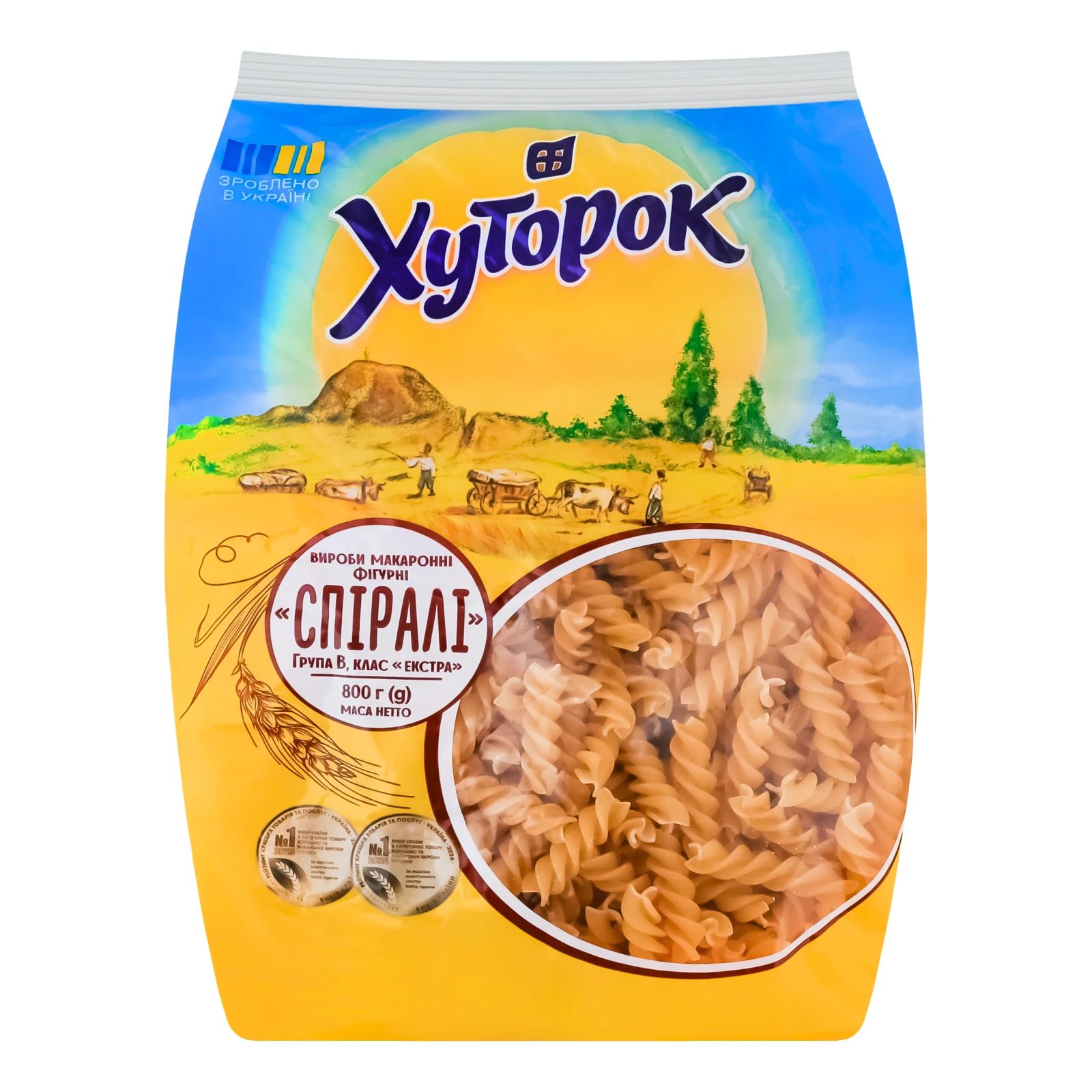 Вироби макаронні Хуторок Спіралі фігурні 800г Фото №:1