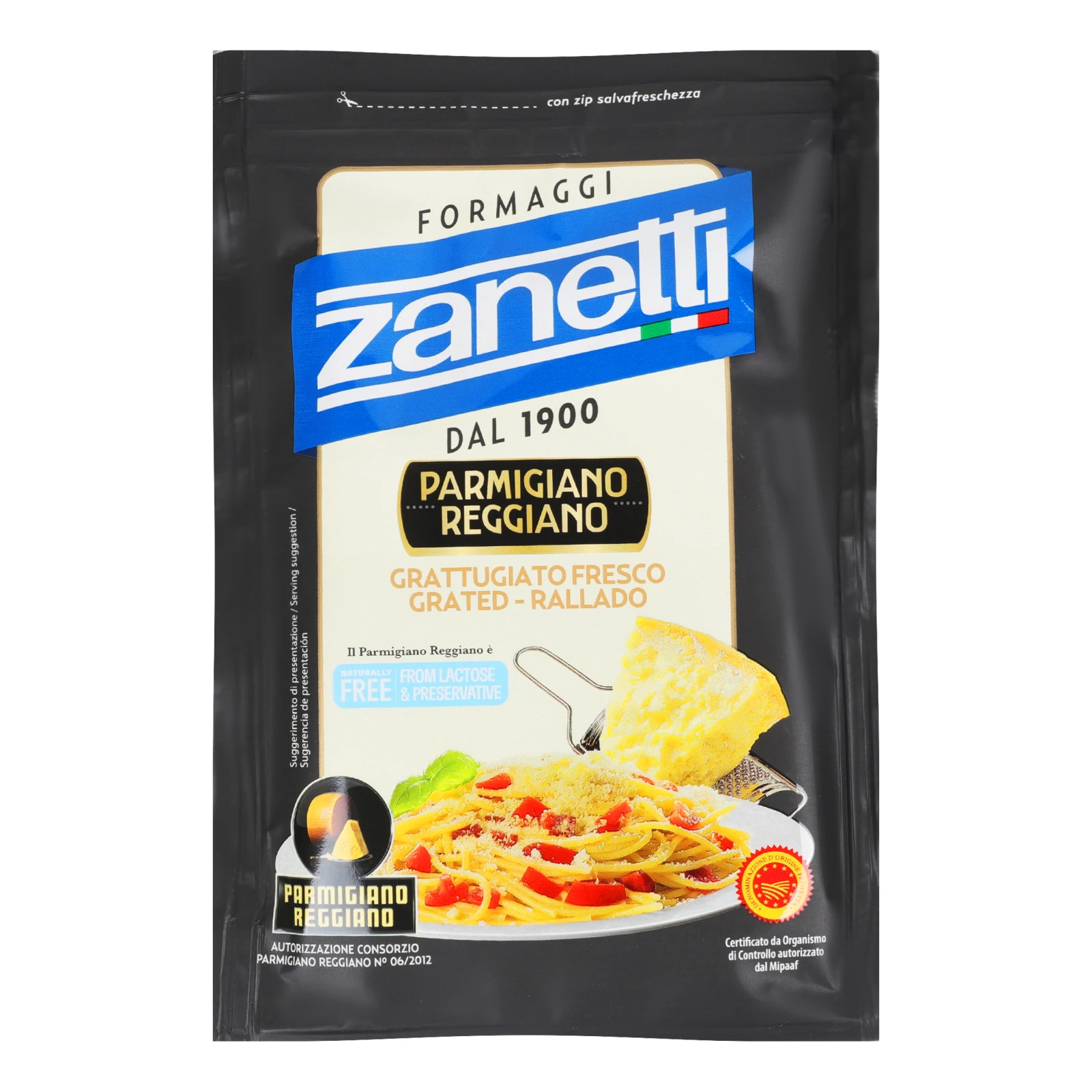 Сир Zanetti Parmigiano Reggiano твердий тертий 32% 100г Фото навігації №:1