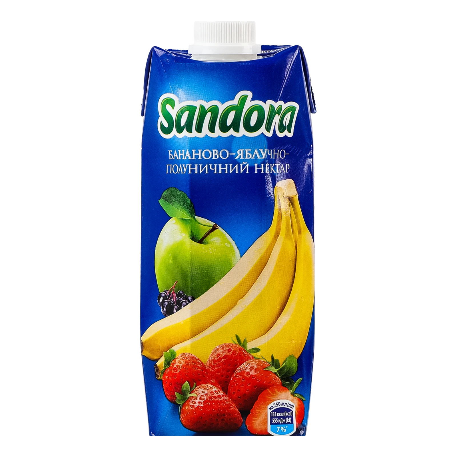 Нектар Sandora бананово-яблучно-полуничний з м'якоттю стерилізований 500мл Фото №:1