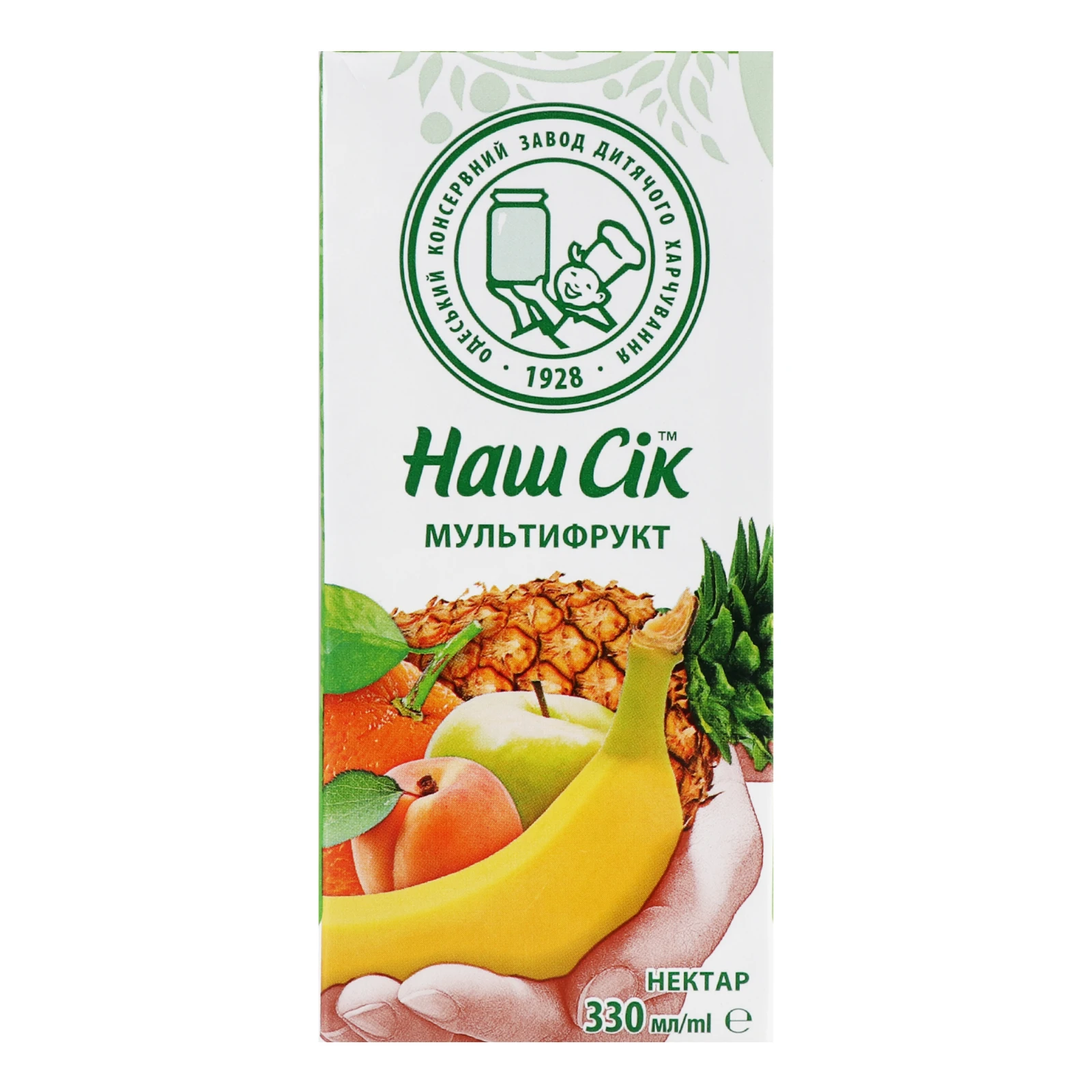 Нектар Наш сік неосвітлений пастеризований Мультифрукт 330мл Фото №:1