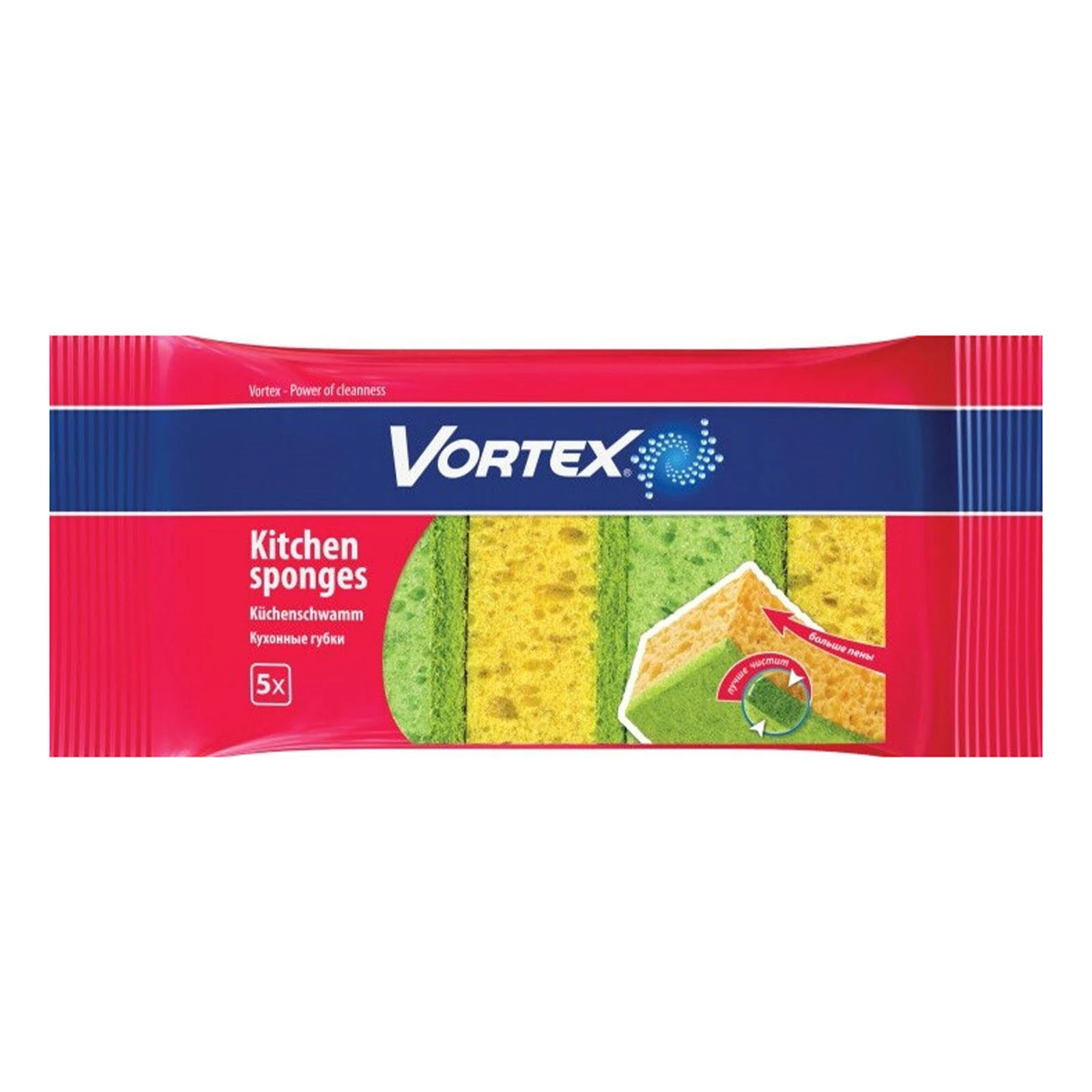 Губка Vortex 5шт power of cleanness Фото №:1