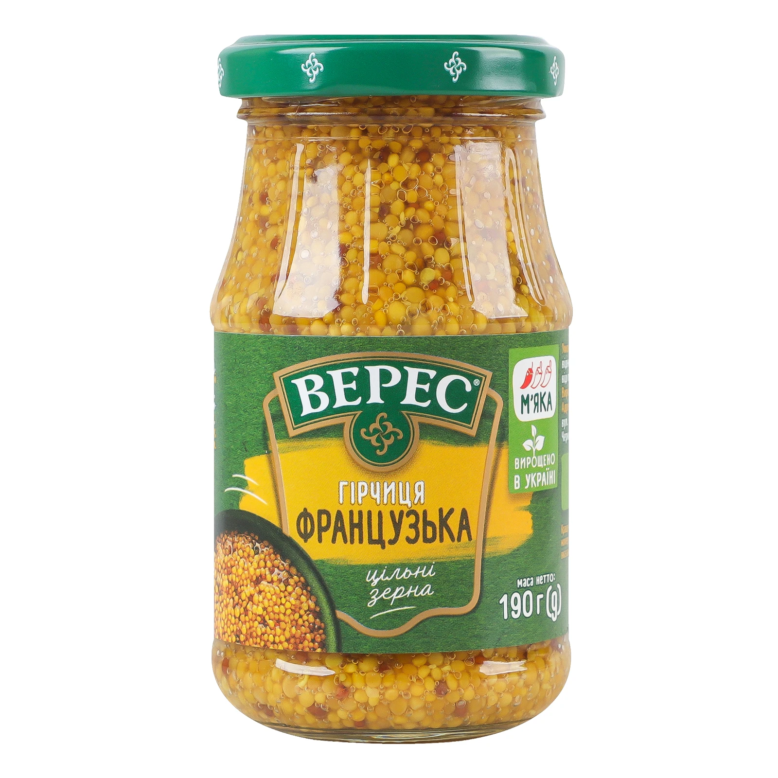 Гірчиця Верес Французька цільні зерна нестерилізована 190г Фото №:1
