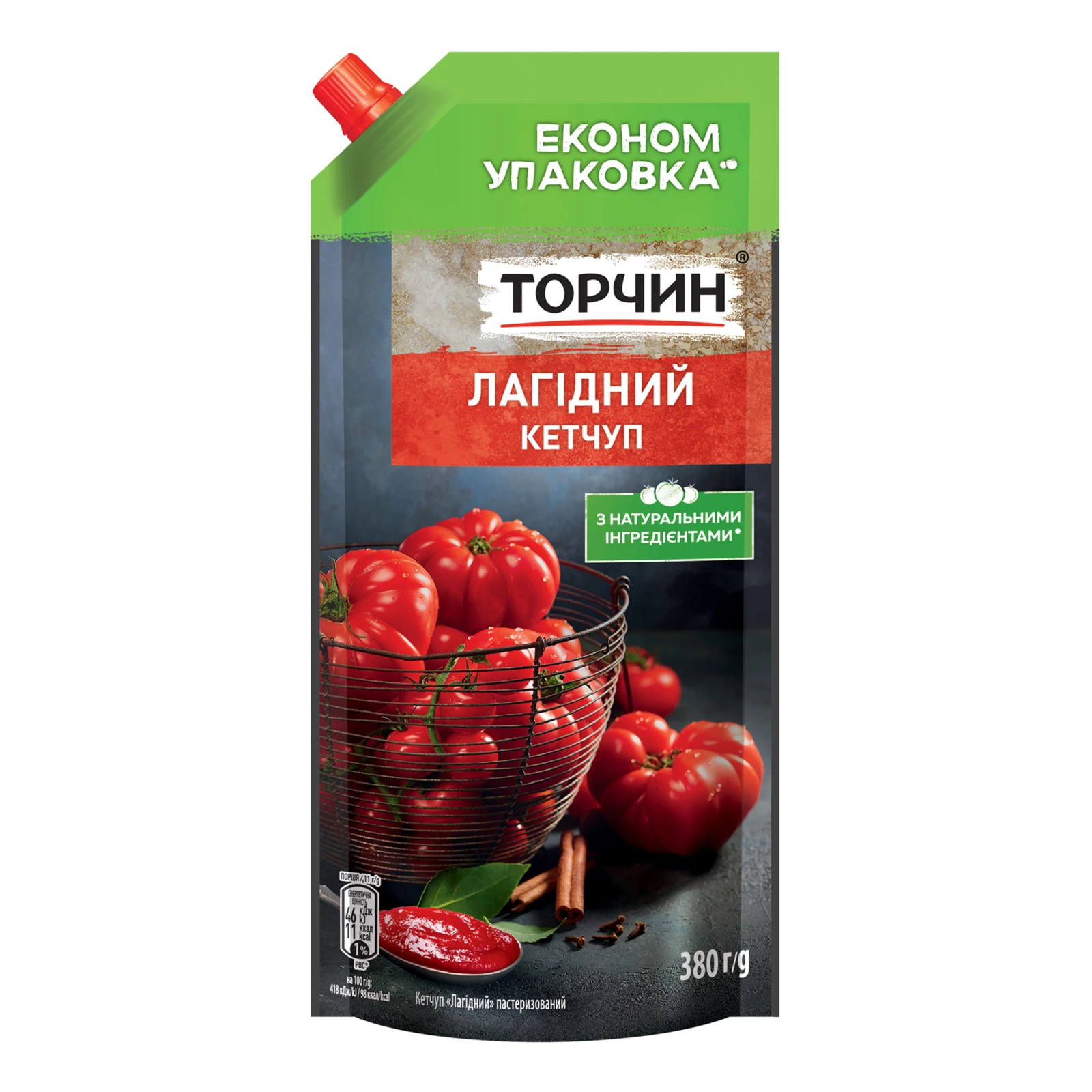 Кетчуп Торчин Лагідний пастеризований 380г Фото №:1