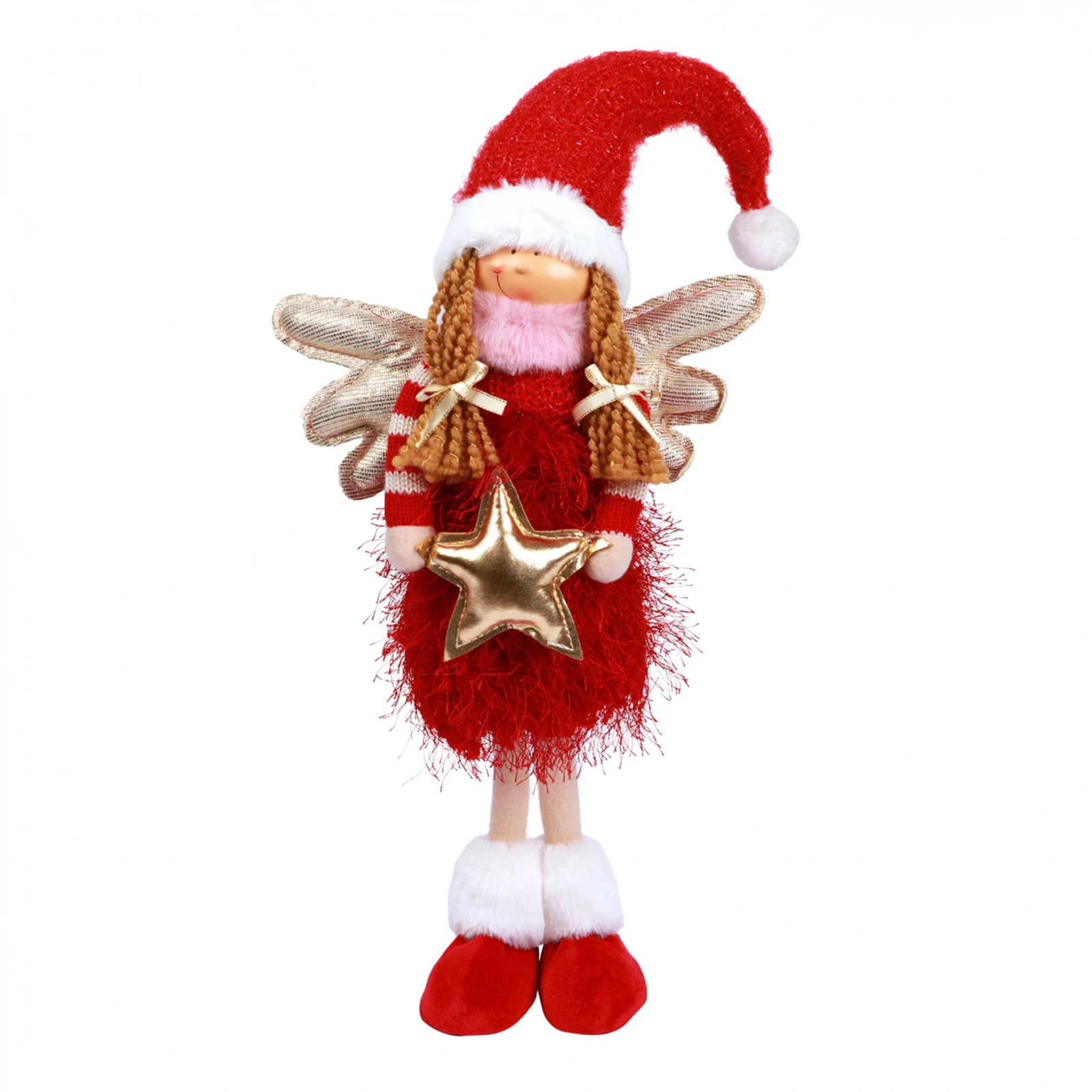 Новорічна м`яка іграшка Novogod`ko Дівчинка Янгол в червоному 58см LED крильця Фото №:1