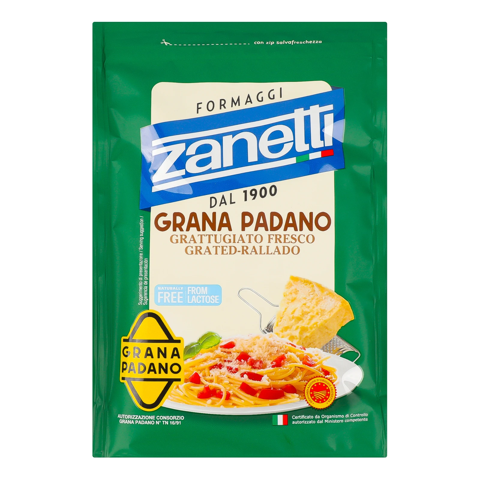 Сир Zanetti Grana Padano тертий 32% 100г Фото навігації №:1