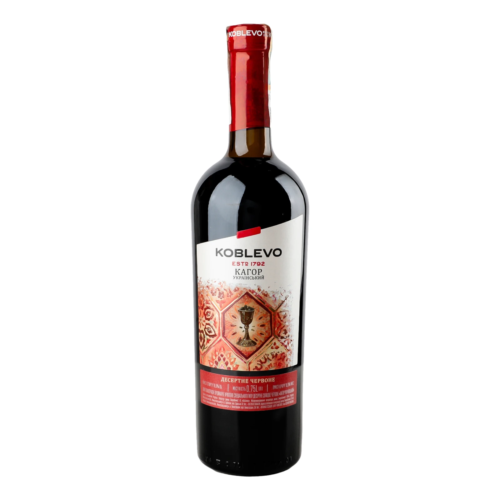 Вино Koblevo Кагор Український червоне солодке 16% 0.75л Фото №:1