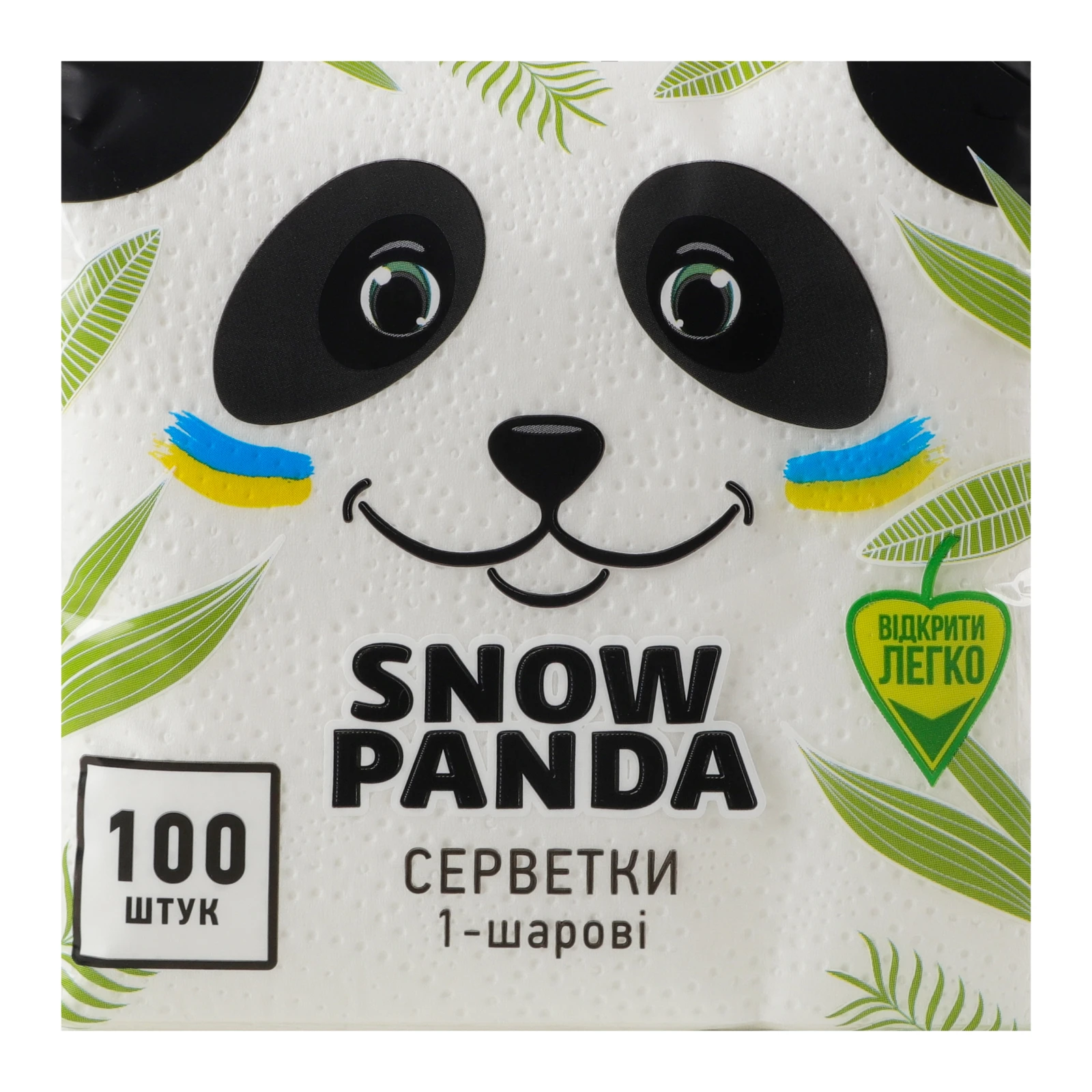 Серветки паперові Сніжна Панда столові одношарові 24*24см 100шт Фото №:1
