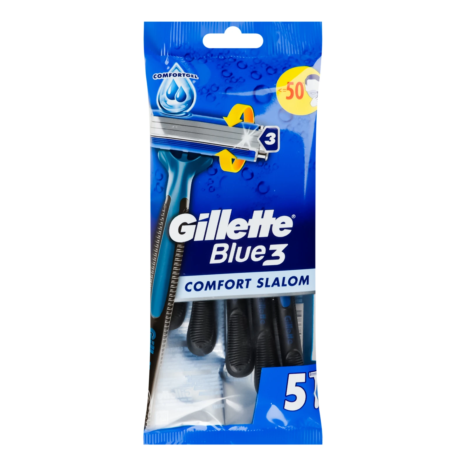 Станки для гоління одноразові Gillette Blue 3 Comfort Slalom 5шт/уп Фото №:1