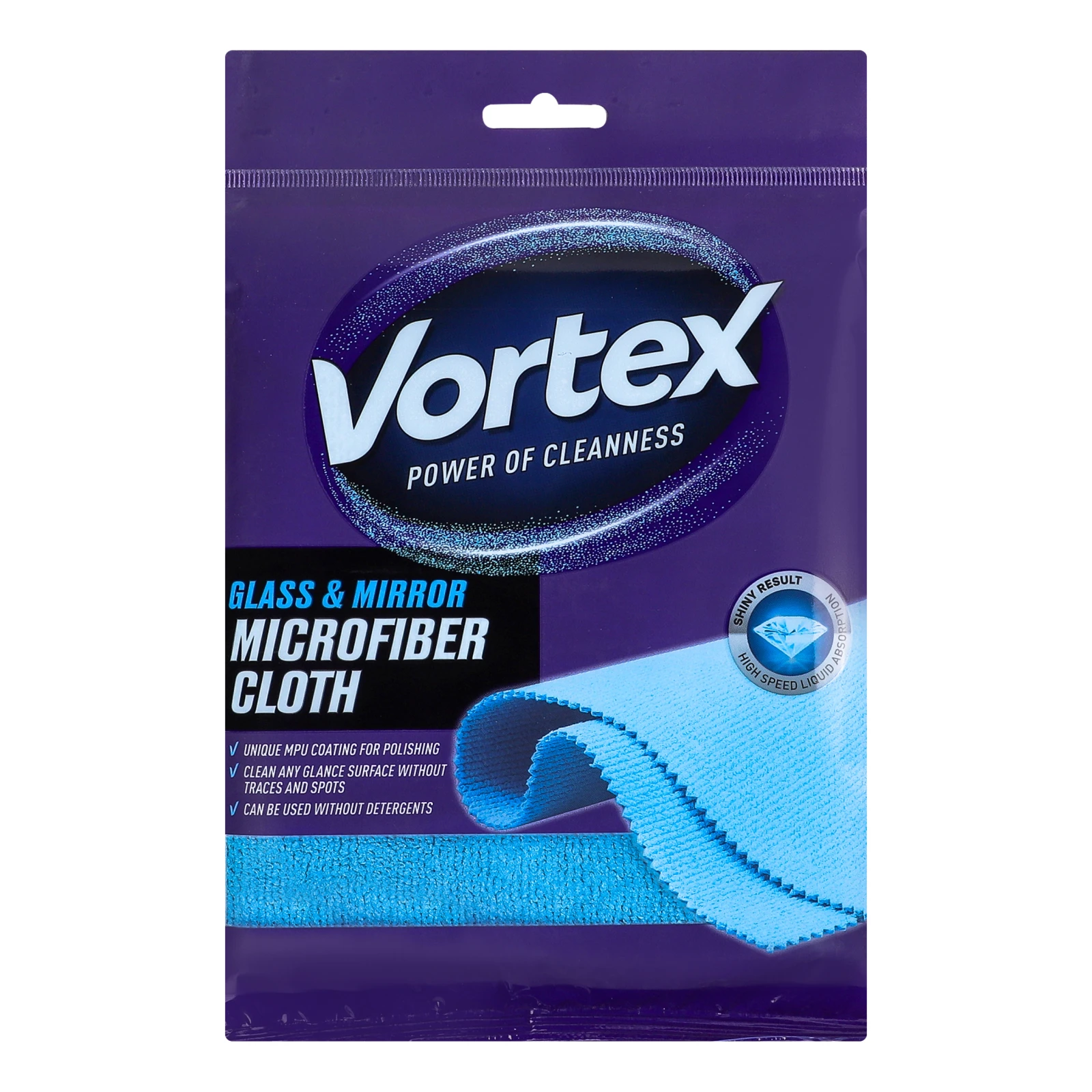 Серветка Vortex з мікрофібри для скла і дзеркал 35х35см Фото №:1