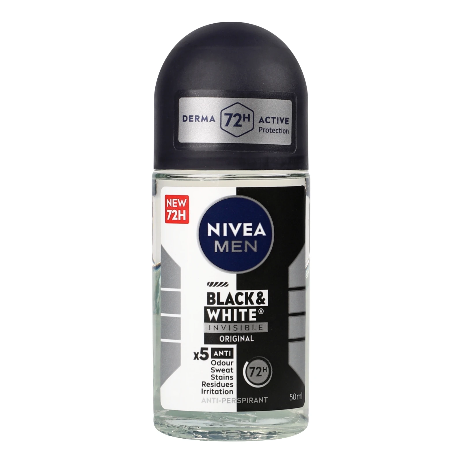 Антиперспірант Nivea Men Чорне та біле Невидимий класичний кульковий 50мл Фото №:1
