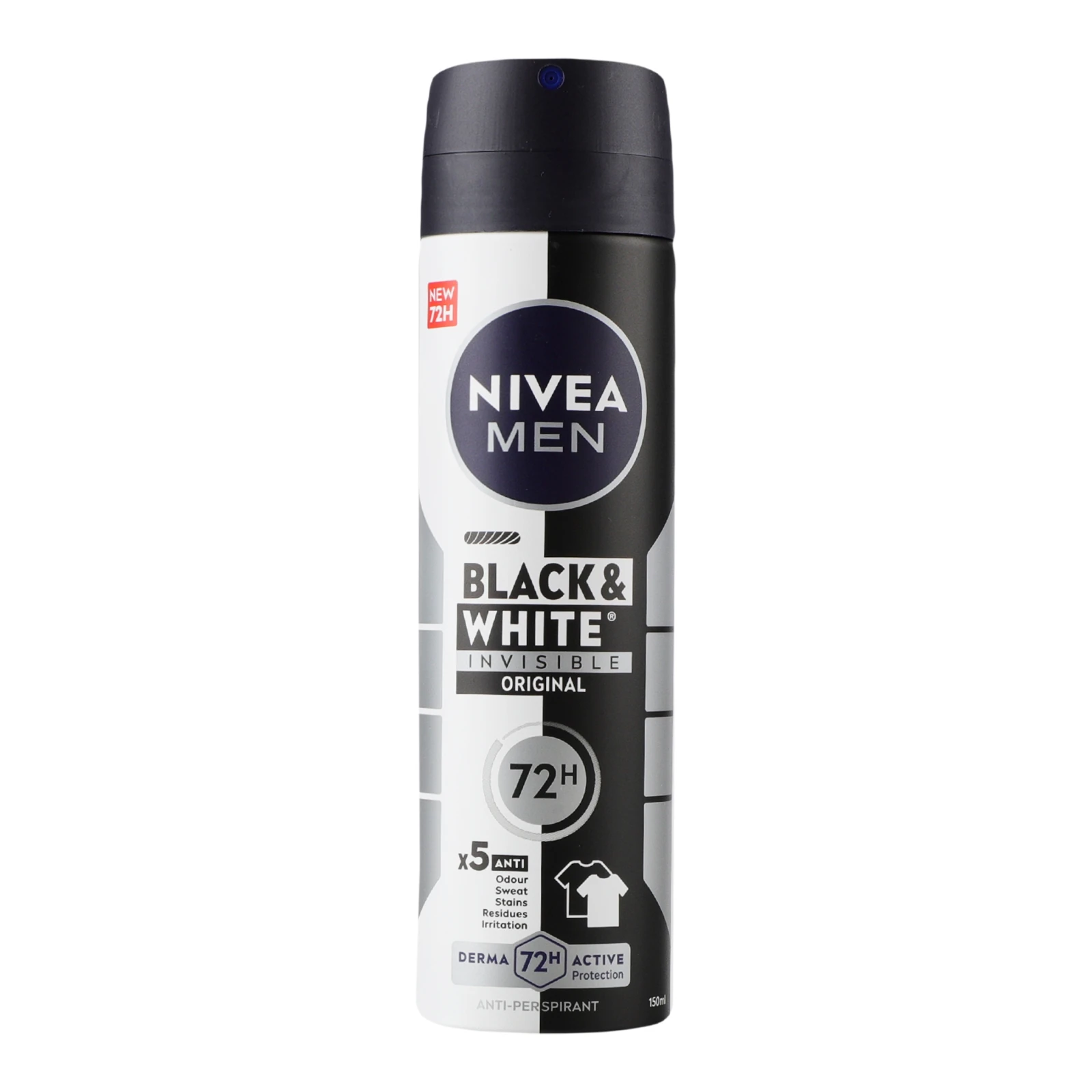 Антиперспірант Nivea Men Чорне та біле Невидимий класичний аерозоль 150мл Фото №:1