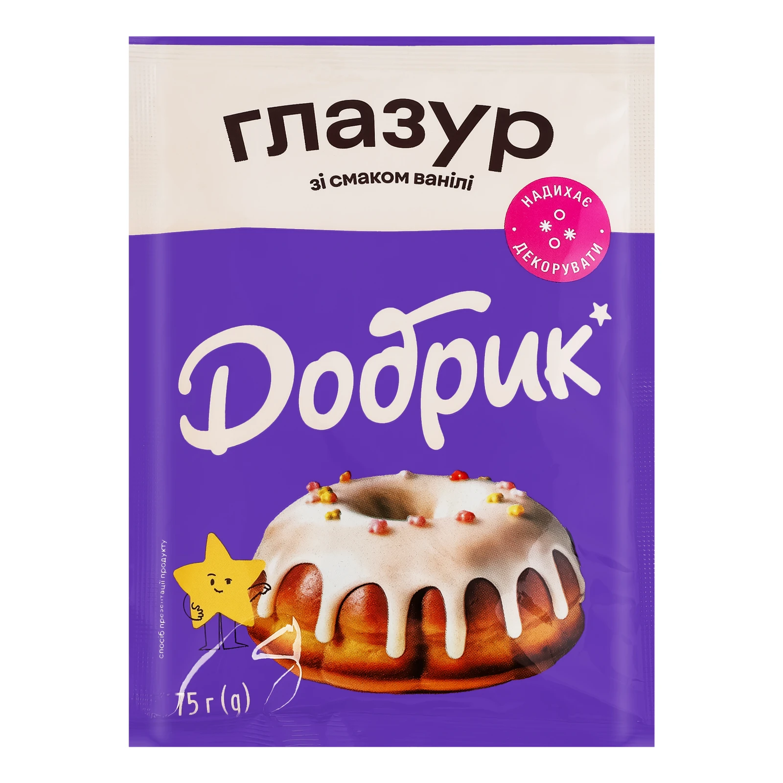 Глазур Добрик зі смаком ванілі 75г Фото №:1