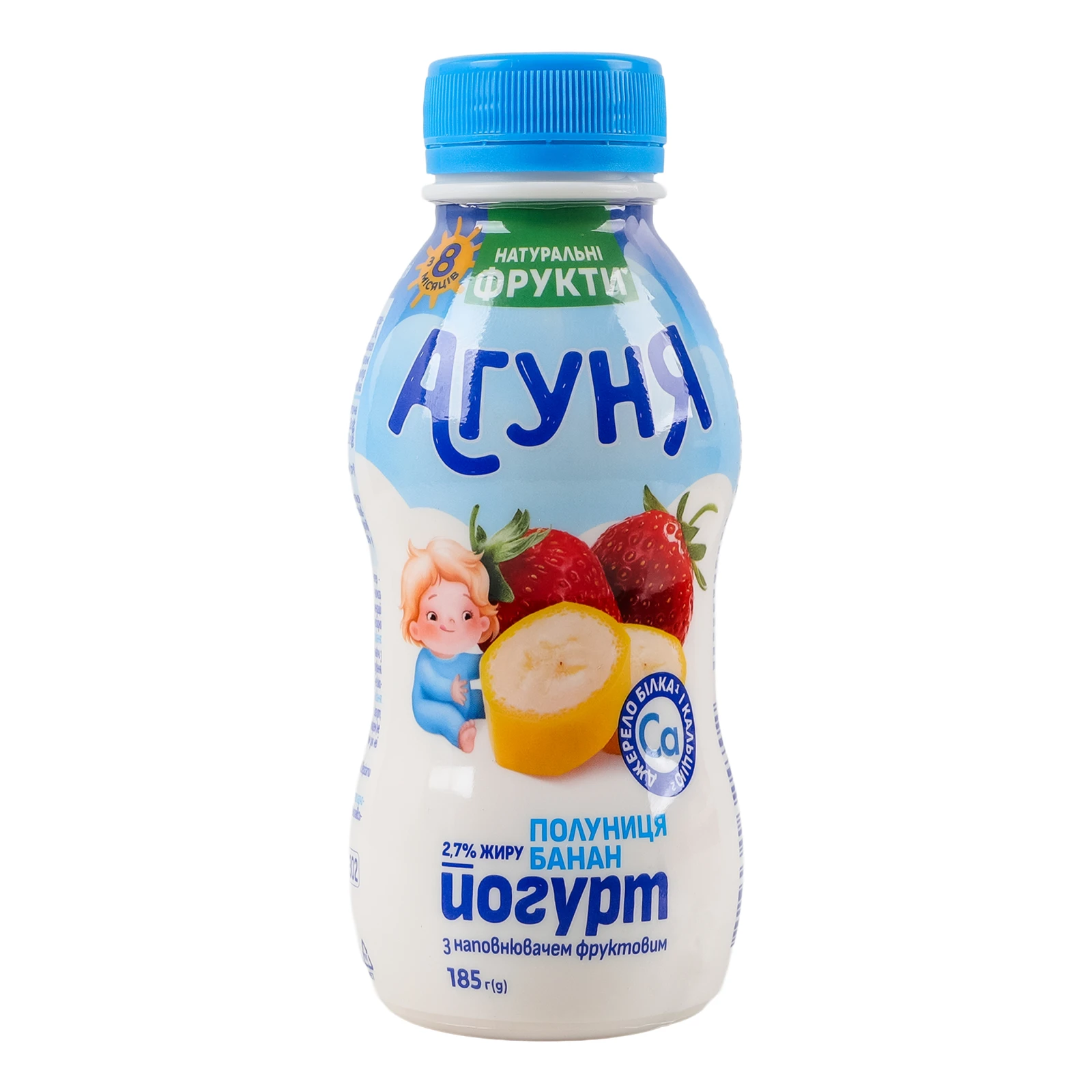 Йогурт Агуня Полуниця-банан для дітей від 8-ми місяців 2.7% 185г Фото №:1
