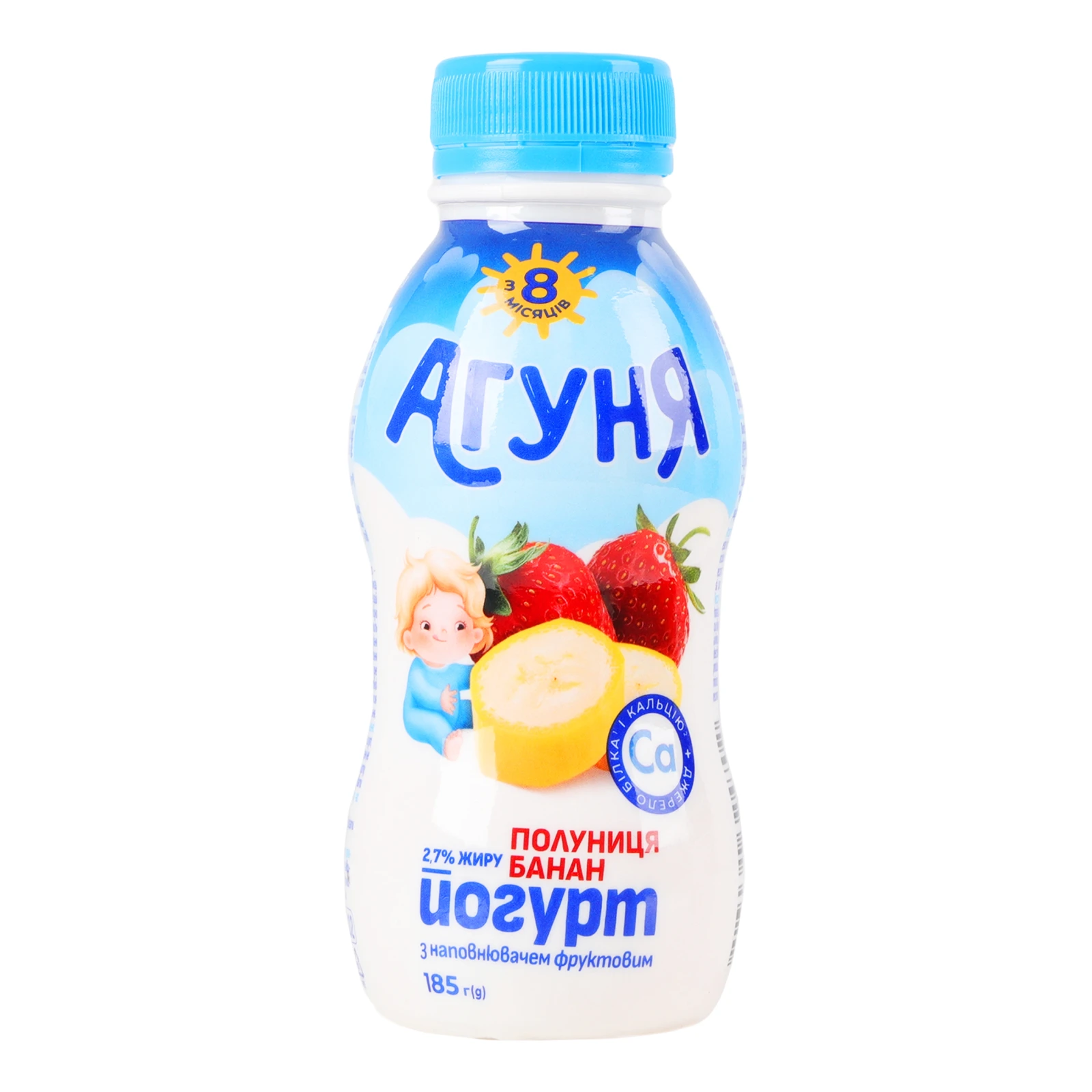 Йогурт Агуня Полуниця-банан для дітей від 8-ми місяців 2.7% 185г Фото №:1