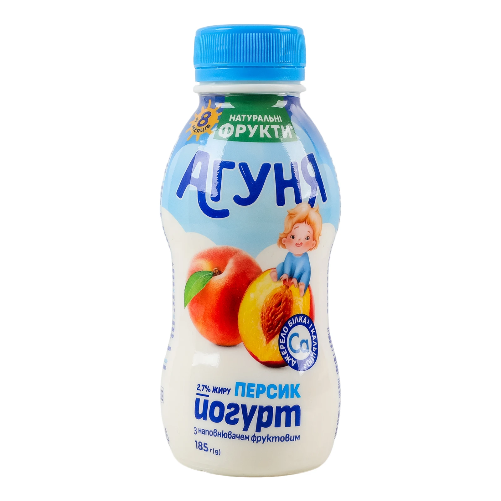 Йогурт Агуня Персик для дітей від 8-ми місяців 2.7% 185г Фото №:1