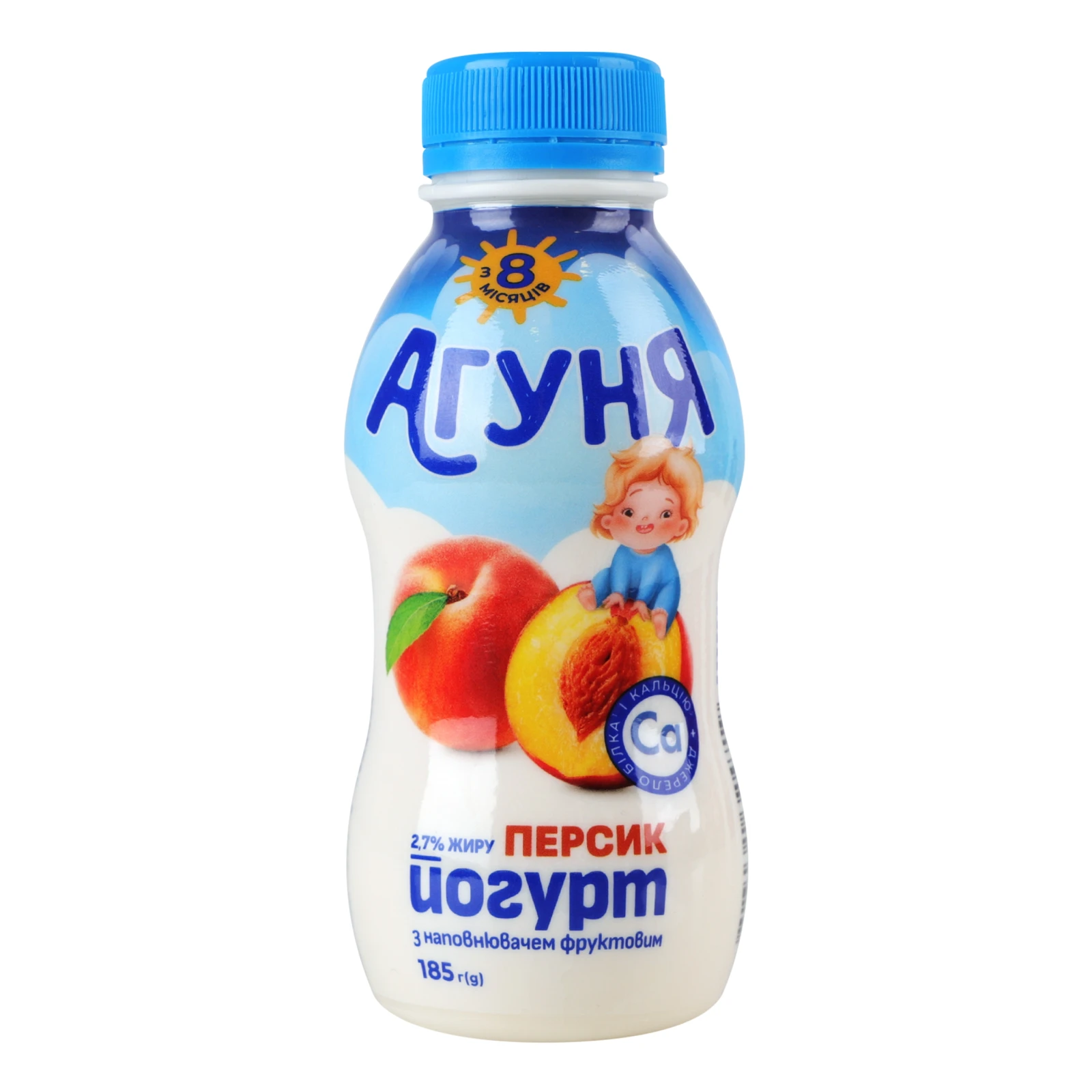Йогурт Агуня Персик для дітей від 8міс 2.7% 185г Фото №:1