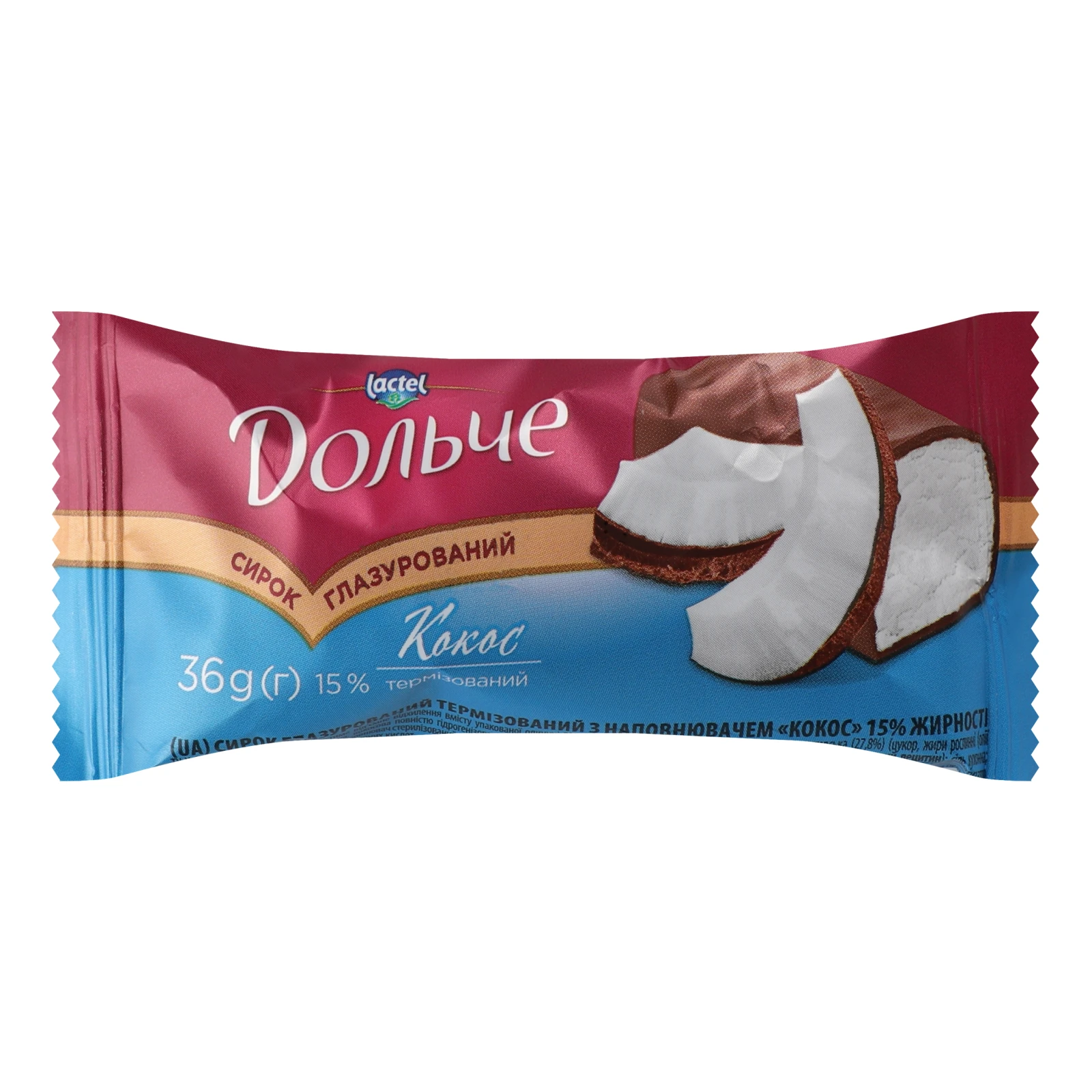 Сирок глазурований Дольче термізований Кокос 15% 36г Фото №:1